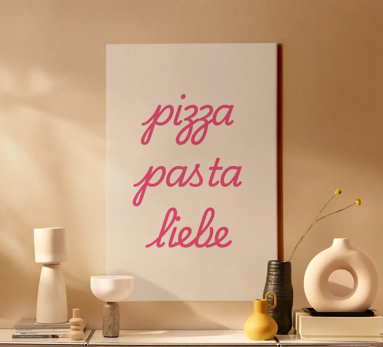 Pizza, pasta, liefde canvas met Baklijst van typostudio