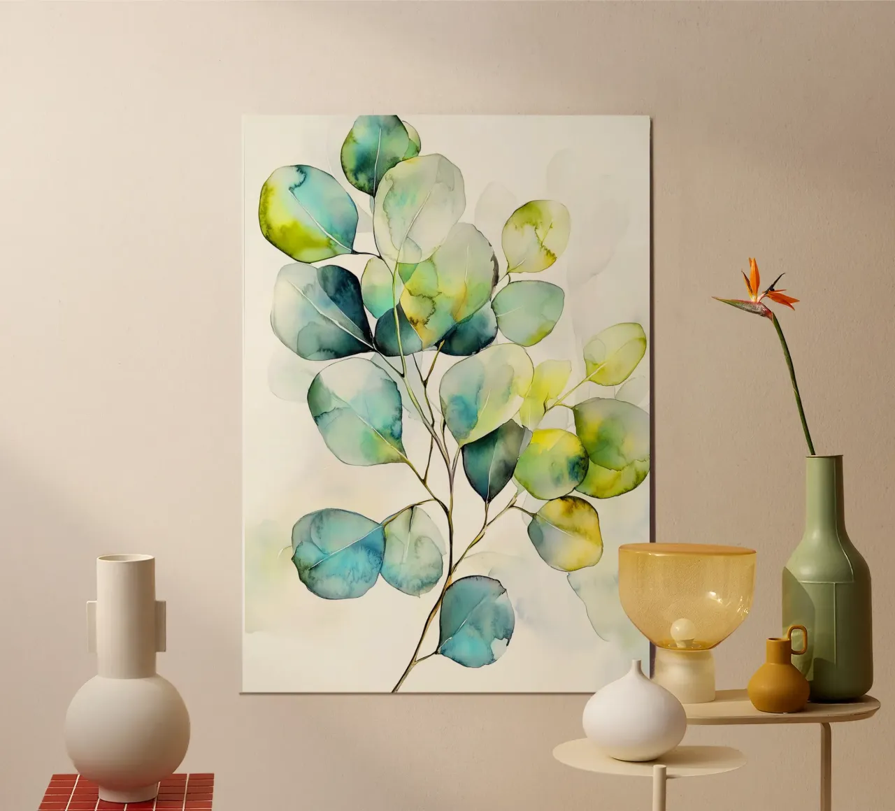 Foglie di eucalipto decorative poster con telaio in legno da Justyna Jaszke JBJart