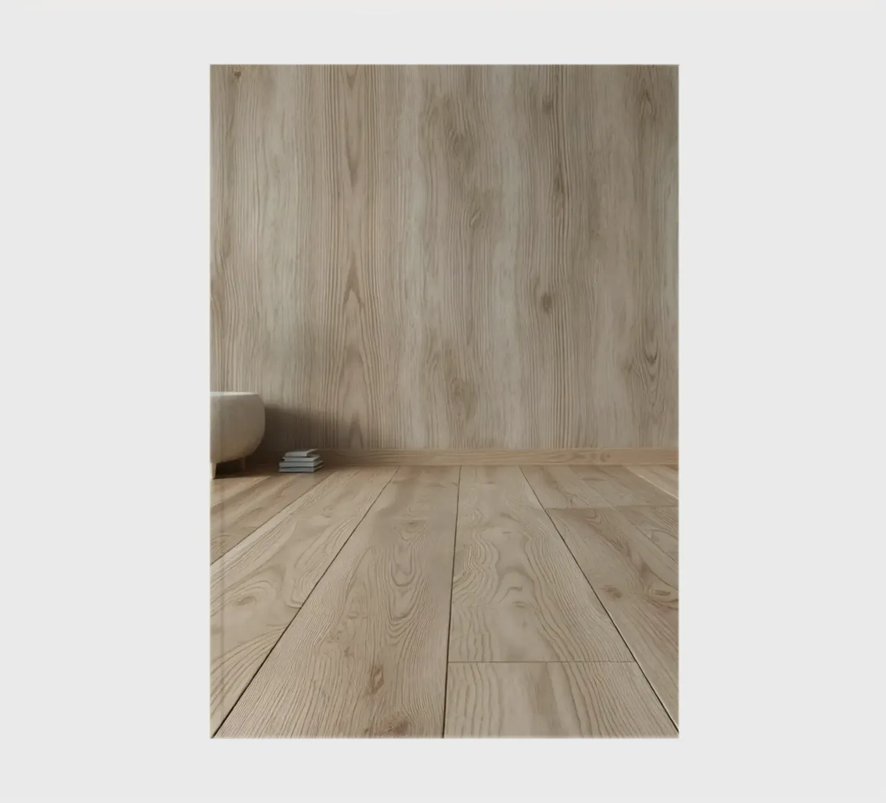 Modern living room interior with wooden floors, natural notebook by DesignDoodle
