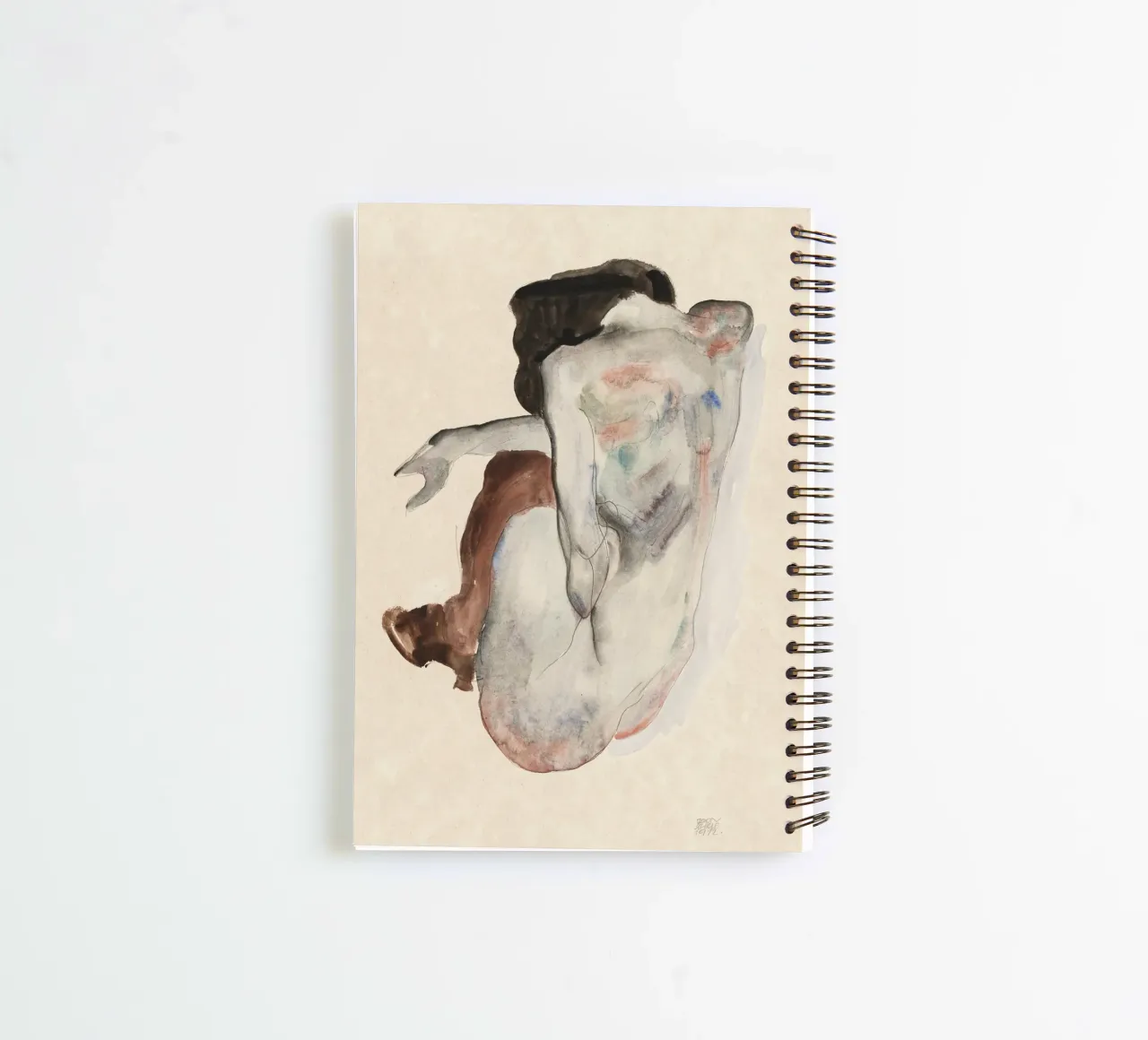 Egon Schiele – Crouching Nude in Shoes and Black Stockings spiral notebook by Wirla