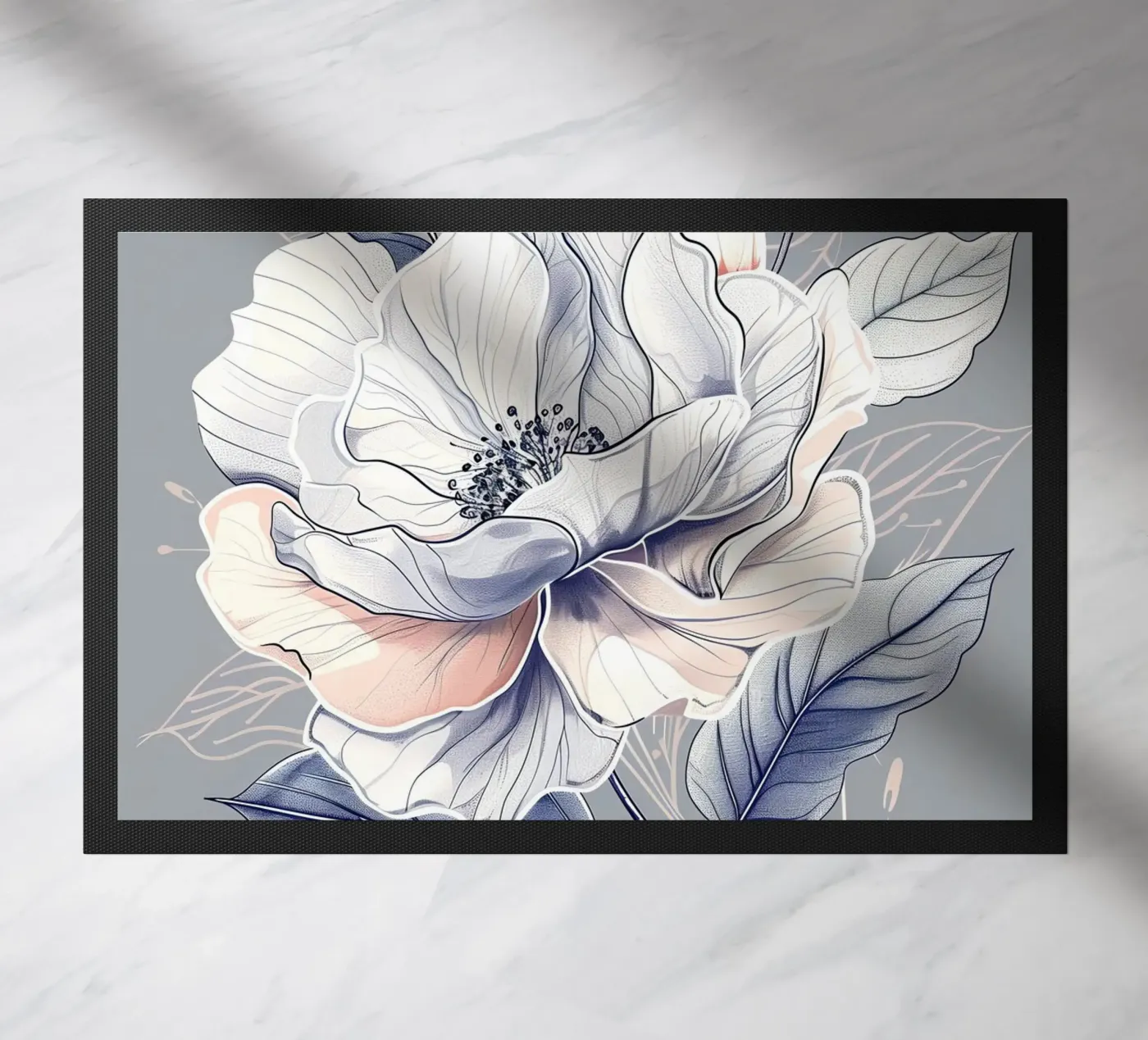 White rose doormat by Justyna Jaszke JBJart