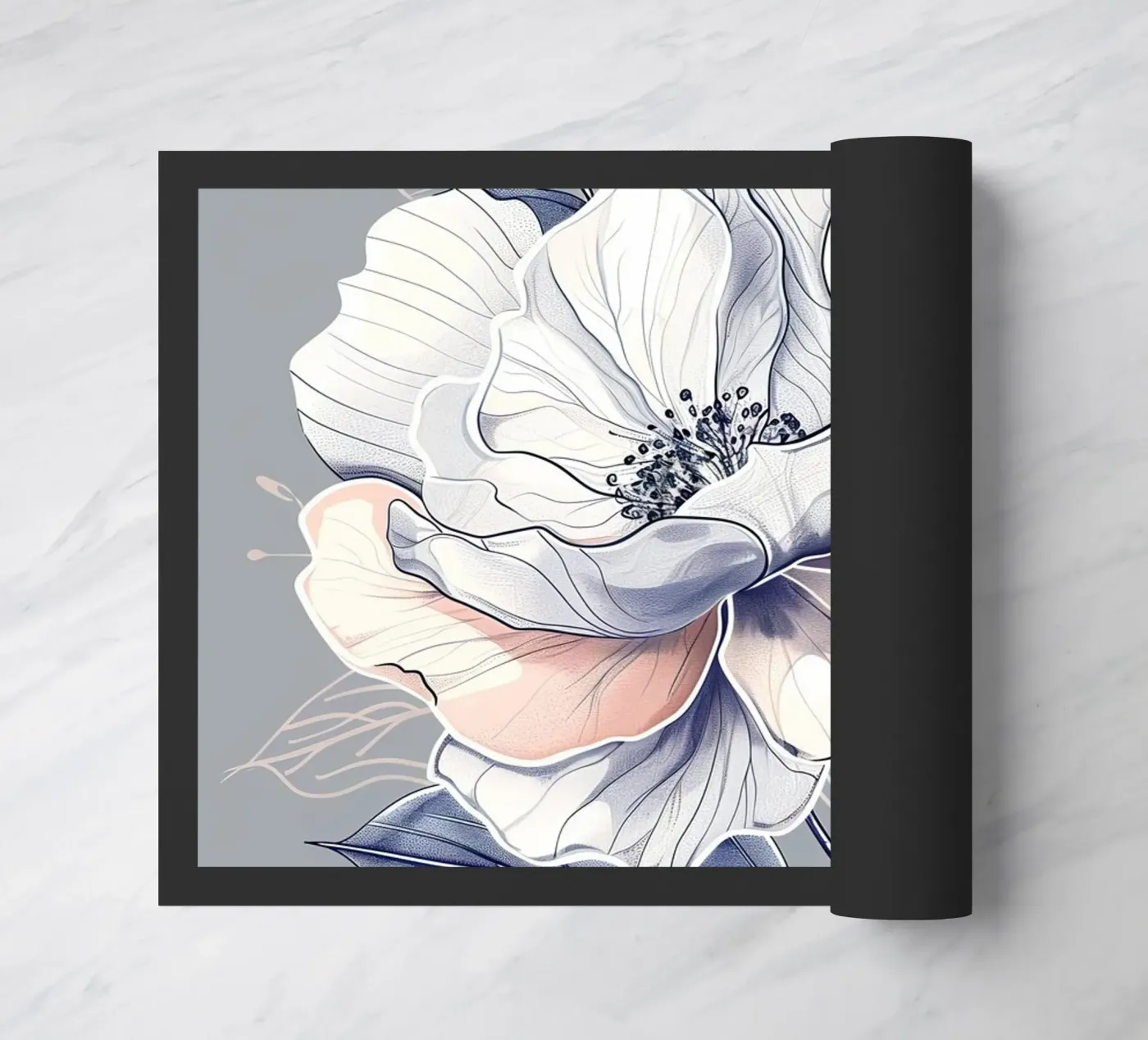 White rose doormat by Justyna Jaszke JBJart