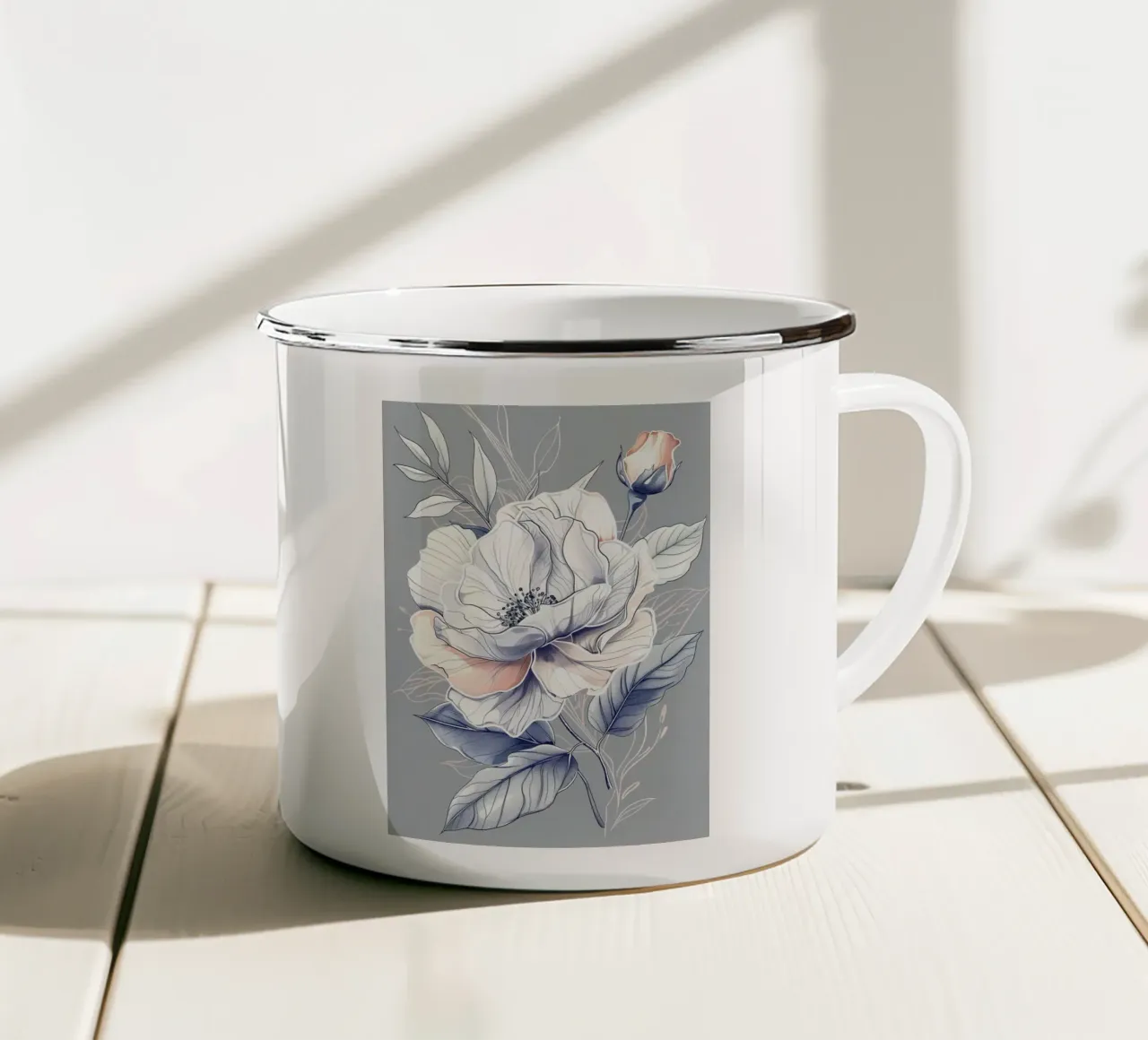 White rose tazza in smalto da Justyna Jaszke JBJart