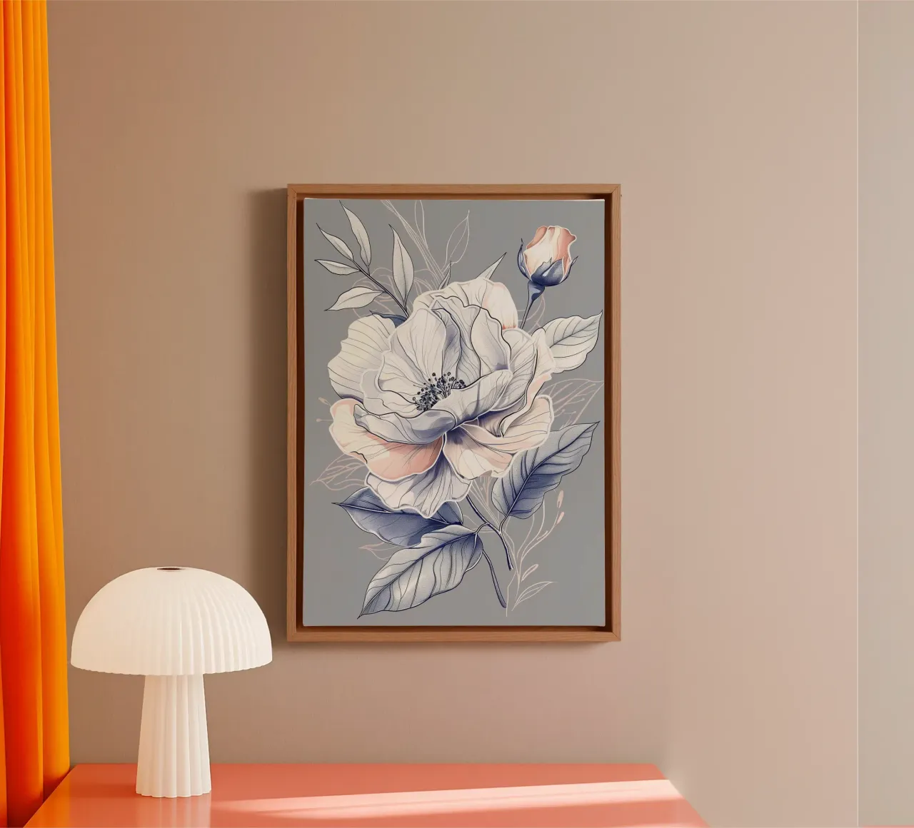 Witte roos canvas met Baklijst van Justyna Jaszke JBJart