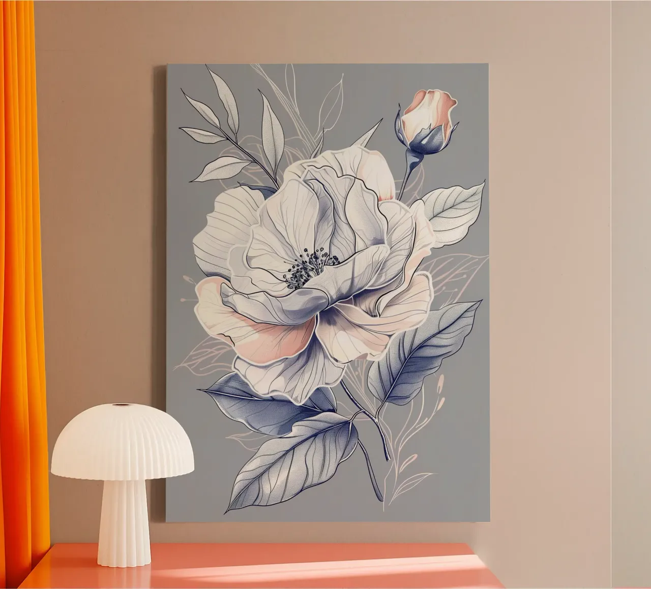 Witte roos canvas met Baklijst van Justyna Jaszke JBJart