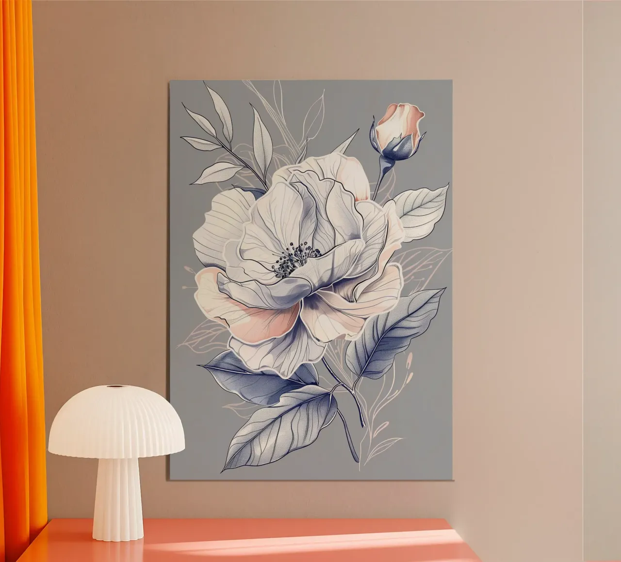White rose poster con telaio in legno da Justyna Jaszke JBJart