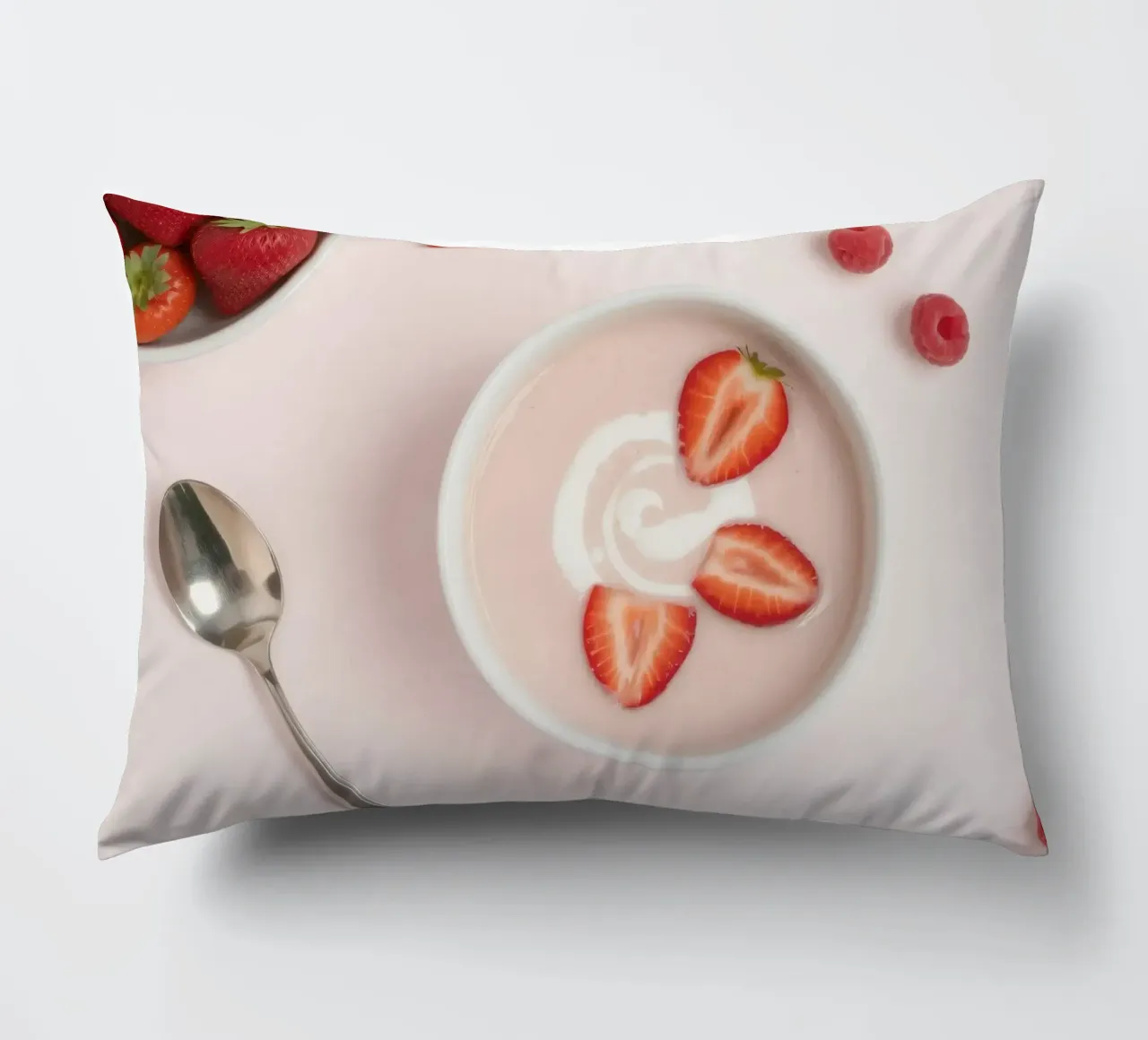 Fragole e lamponi freschi serviti in una ciotola di panna cuscino da DesignDoodle