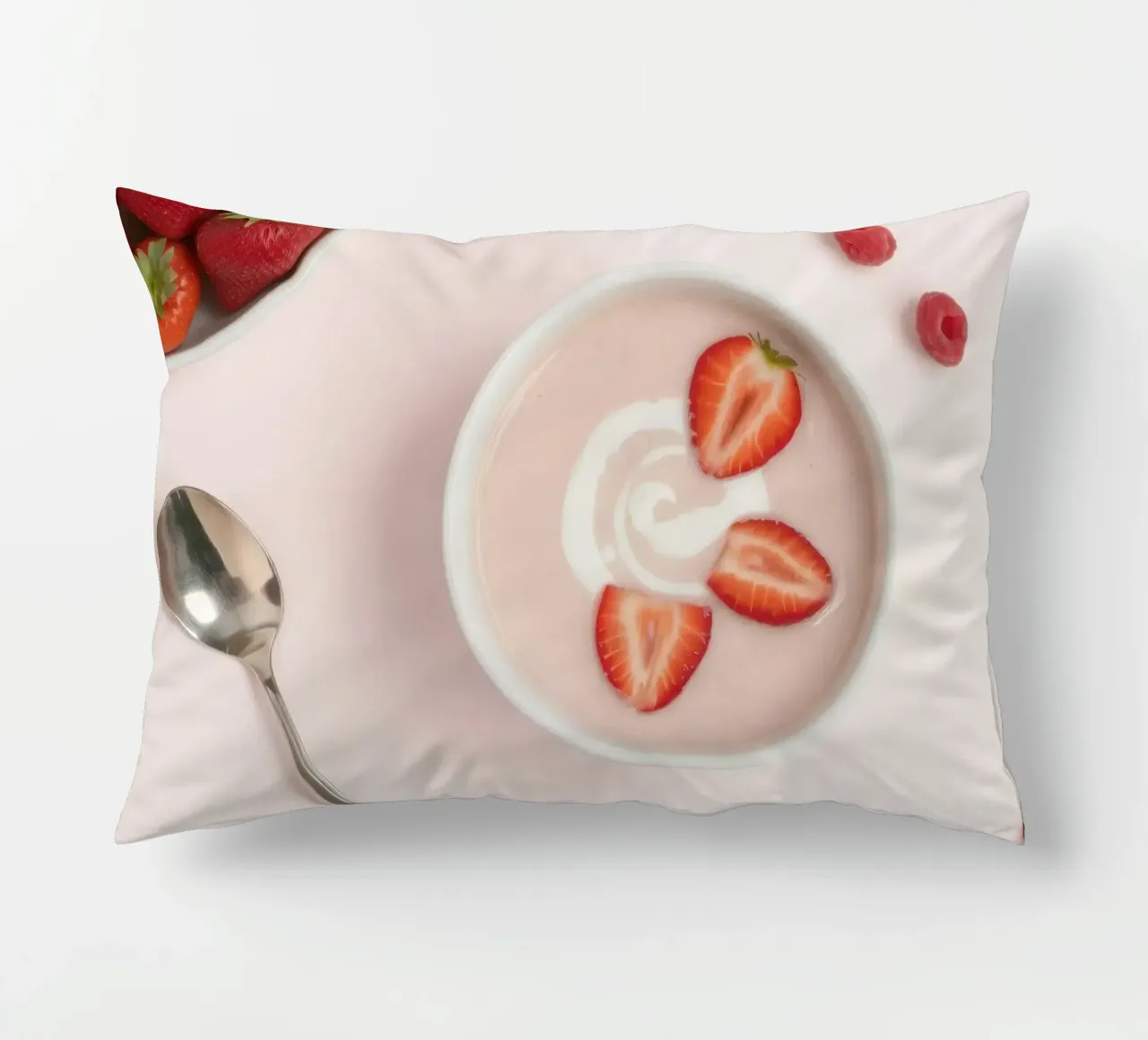 Fragole e lamponi freschi serviti in una ciotola di panna cuscino da DesignDoodle