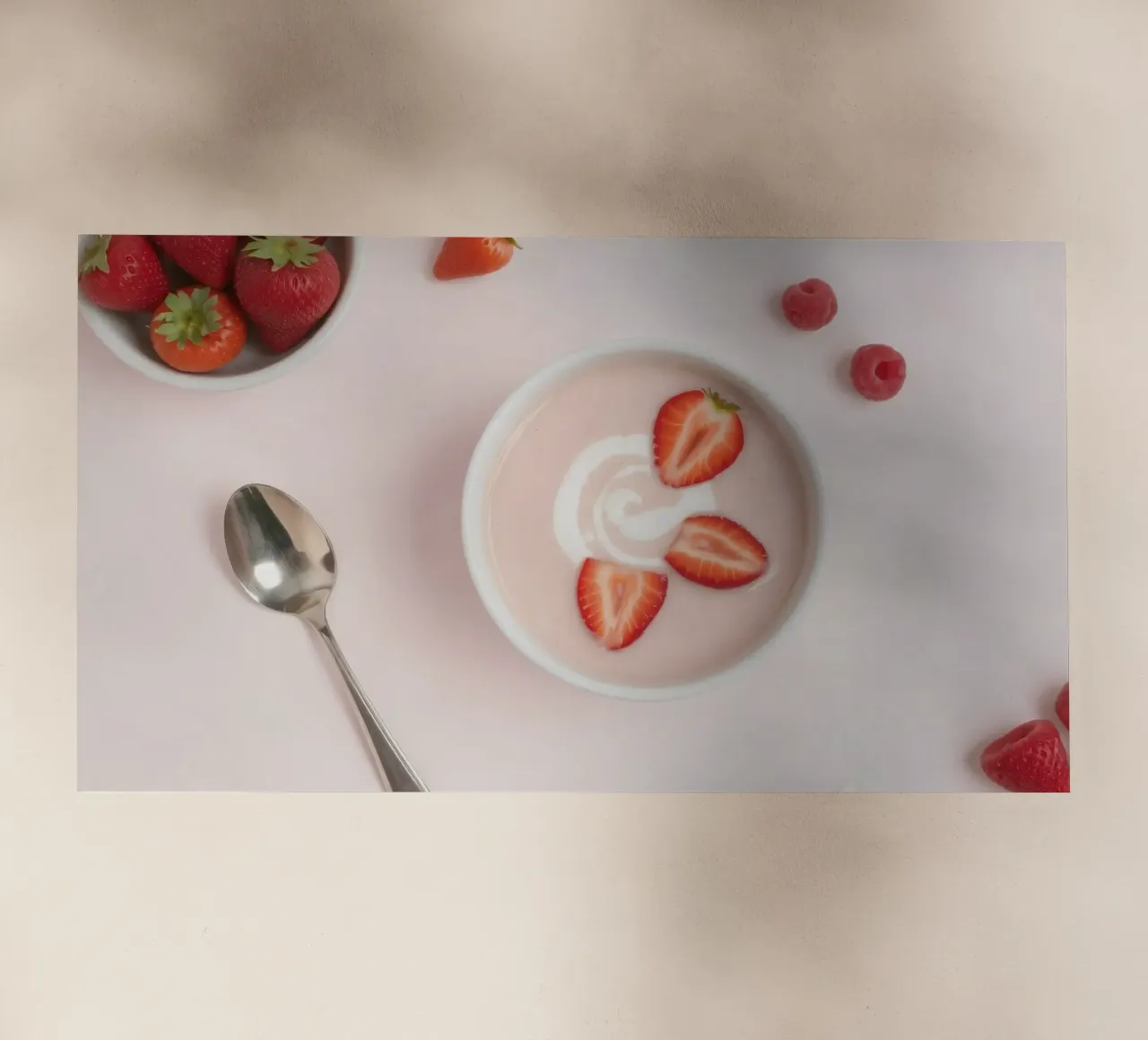 Fragole e lamponi freschi serviti in una ciotola di panna pellicola backlit da DesignDoodle