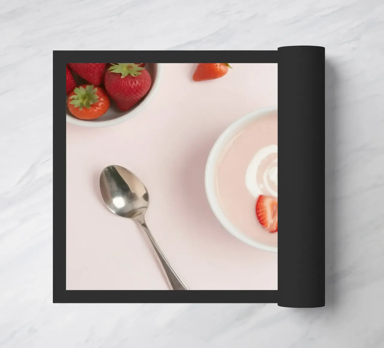 Fragole e lamponi freschi serviti in una ciotola di panna zerbino da DesignDoodle