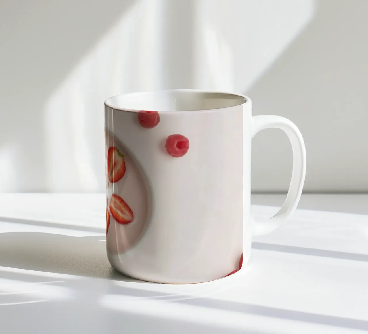 Fragole e lamponi freschi serviti in una ciotola di panna tazza in ceramica da DesignDoodle