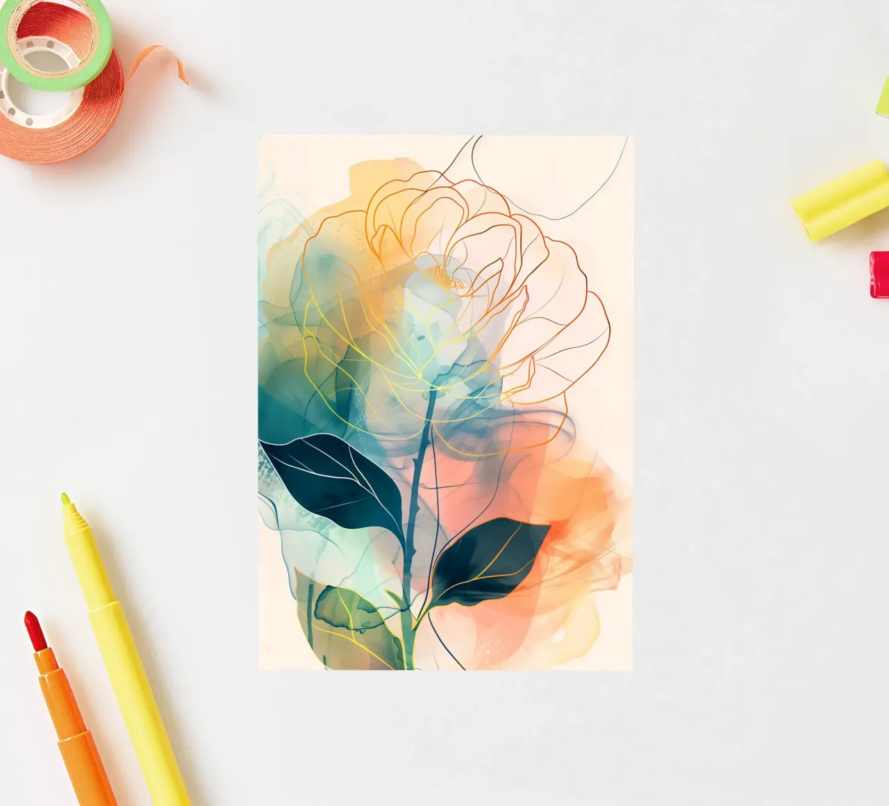 Dekorative Rose Sticker von Justyna Jaszke JBJart