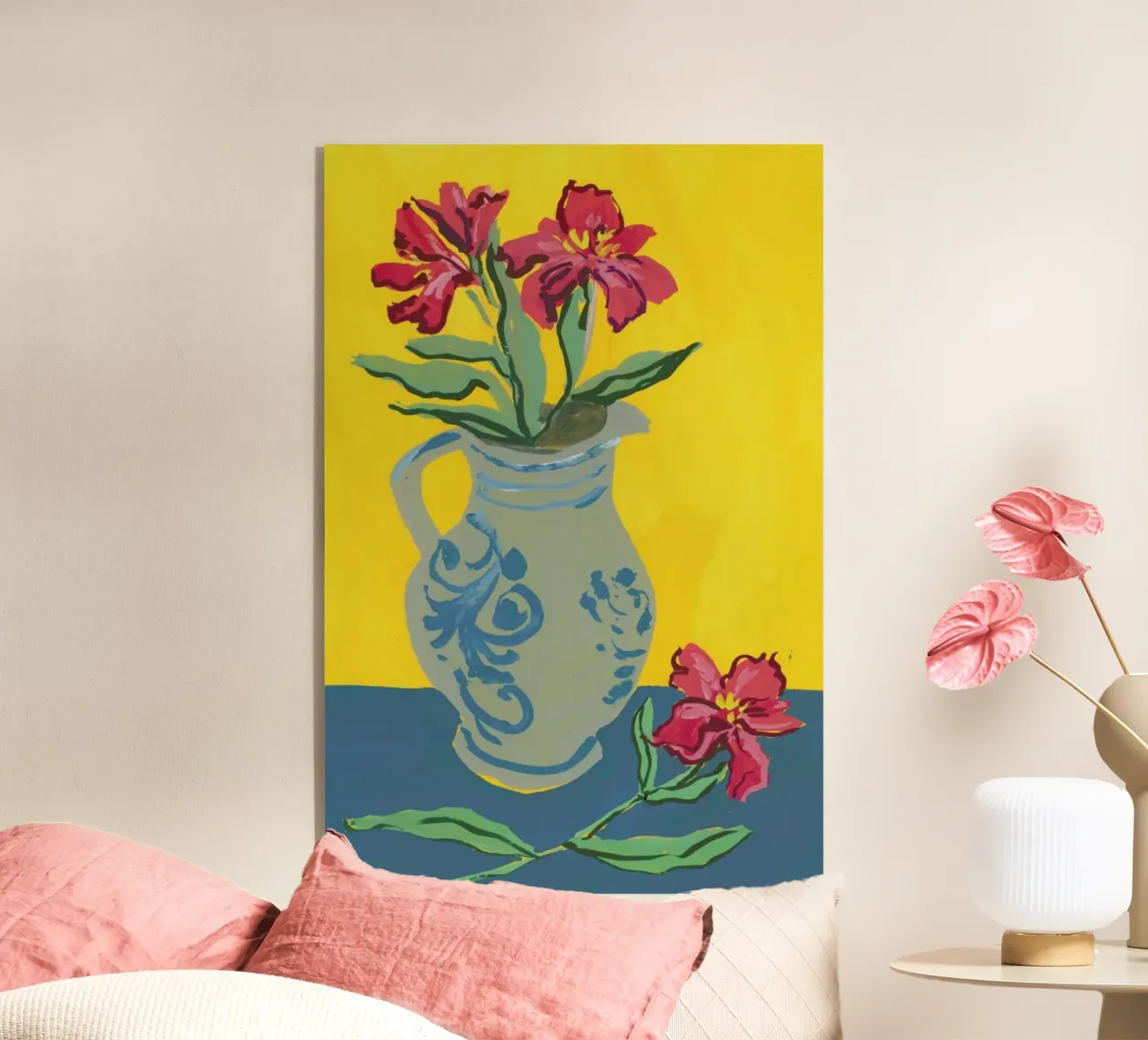 Flowers In A Jug acrylic glass by Sonia Brittain
