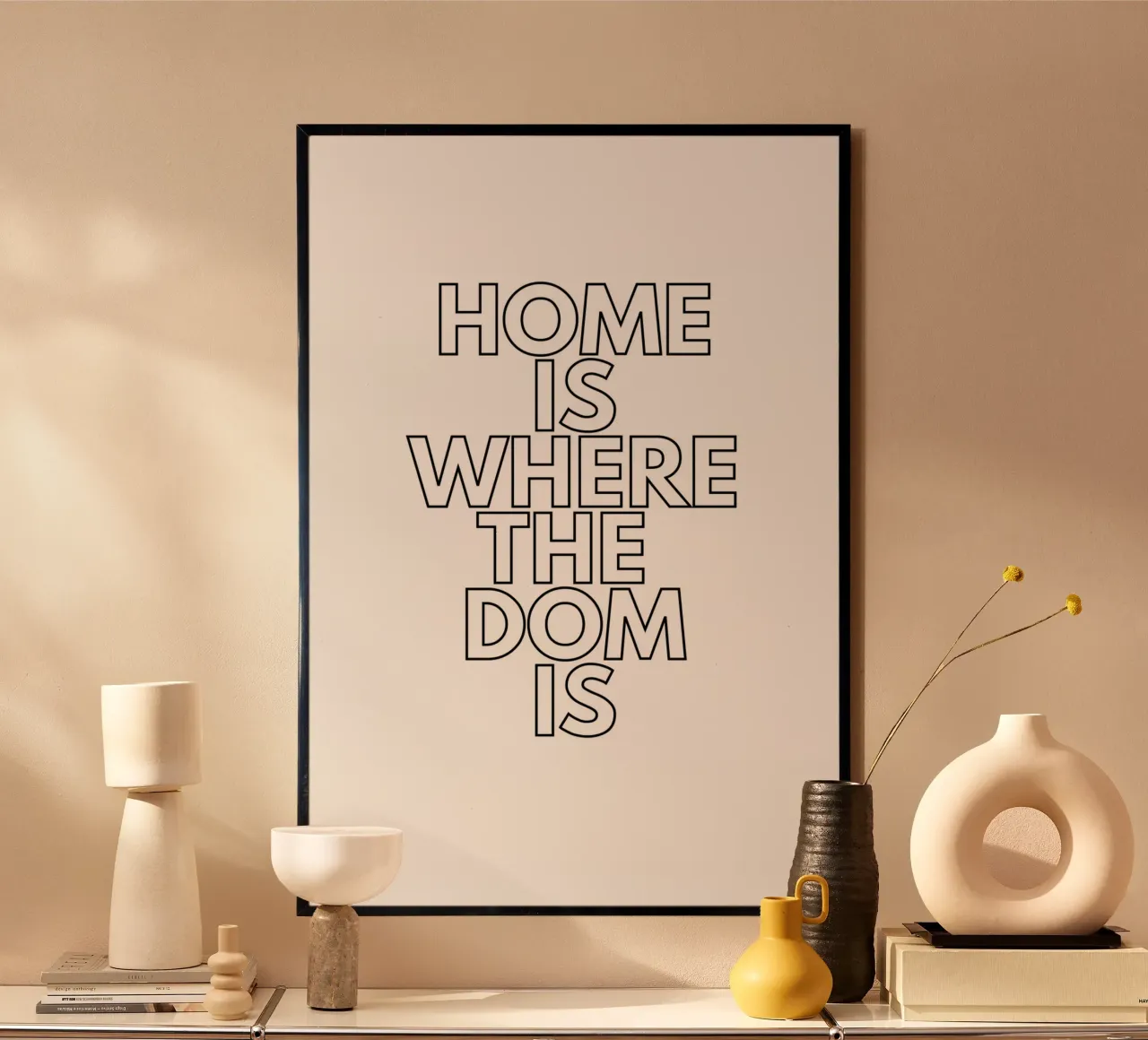Home is where the Dom ist poster con telaio in legno da typostudio