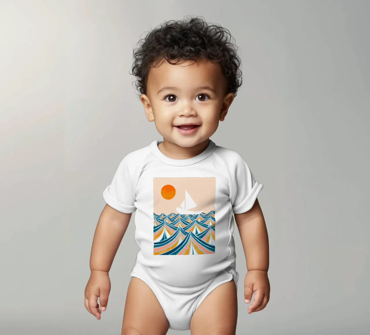 Set Sail short-sleeve baby romper by 83oranges
