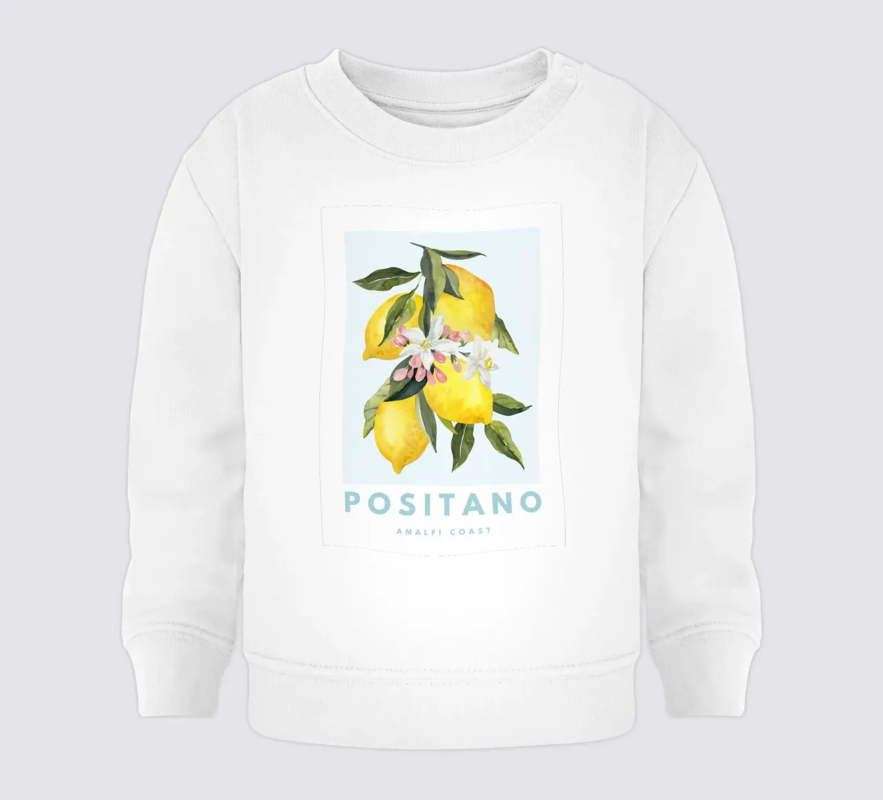 Lemon Print, Positano Poster, Italy Poster felpa neonato da Bella Studio