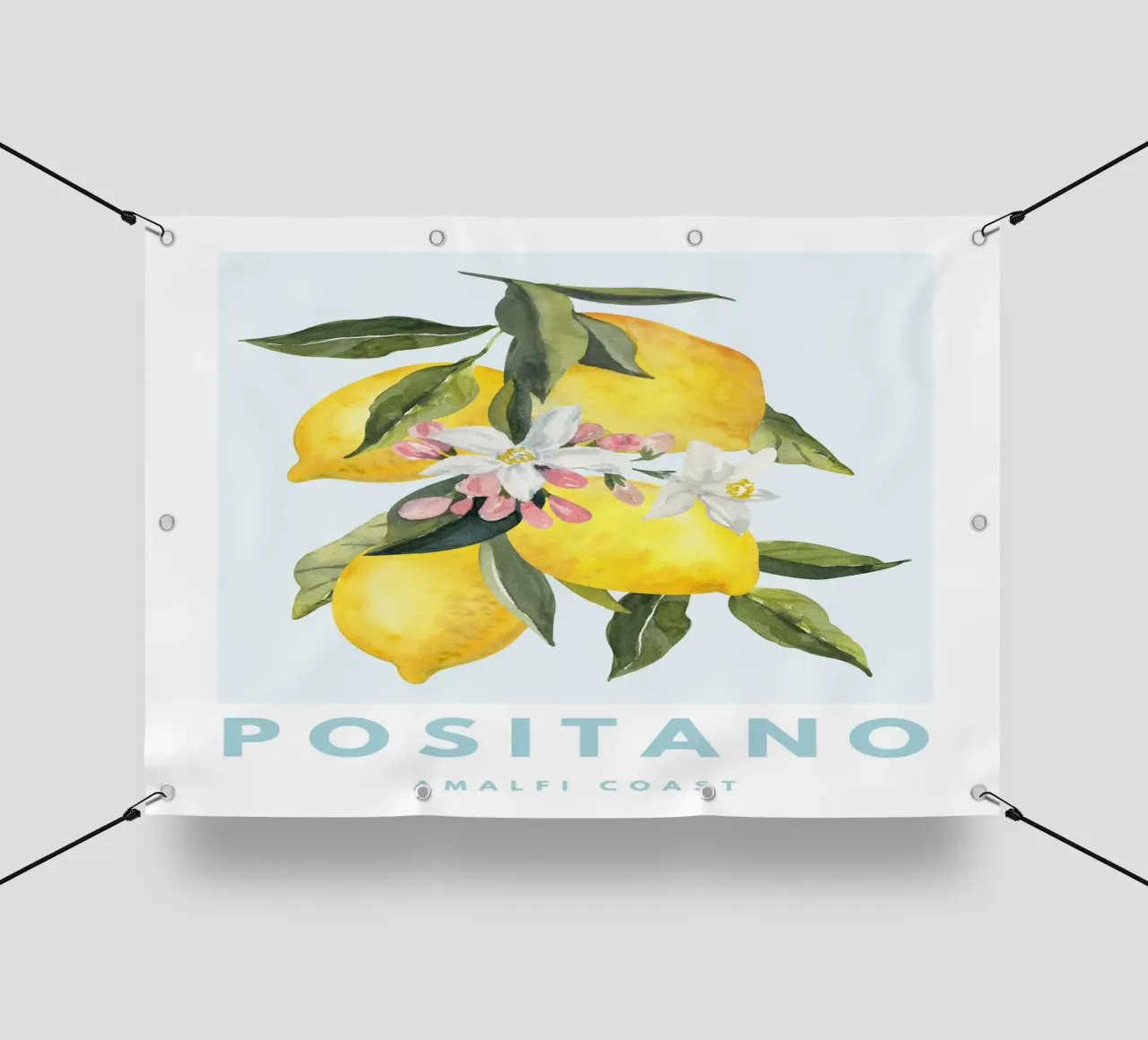 Lemon Print, Positano Poster, Italy Poster telo in pvc da Bella Studio