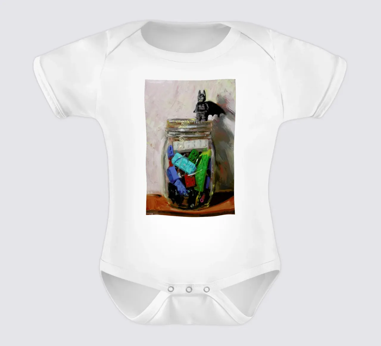 Jar Of Lego short-sleeve baby romper by Noah Verrier