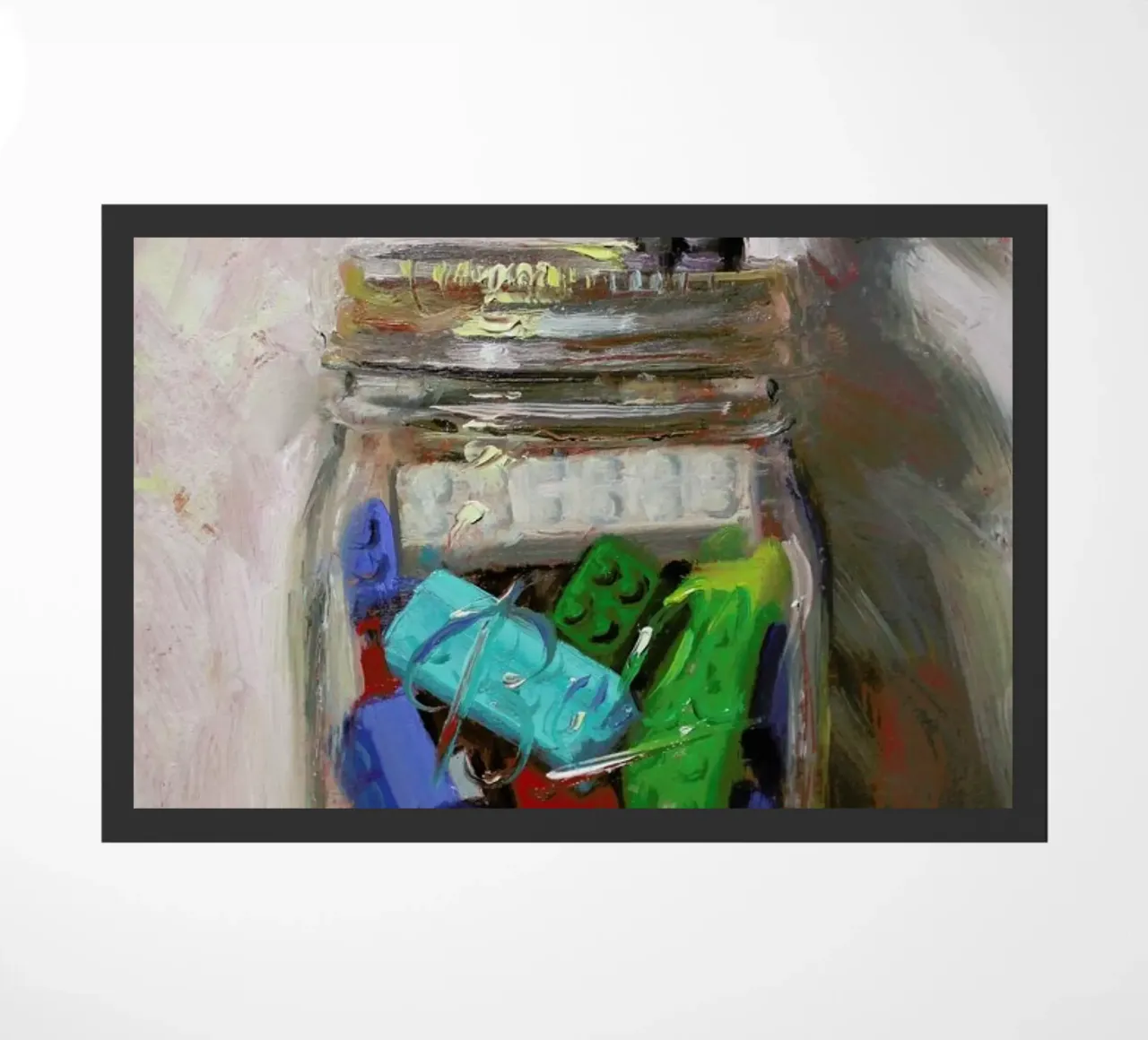 Jar Of Lego doormat by Noah Verrier