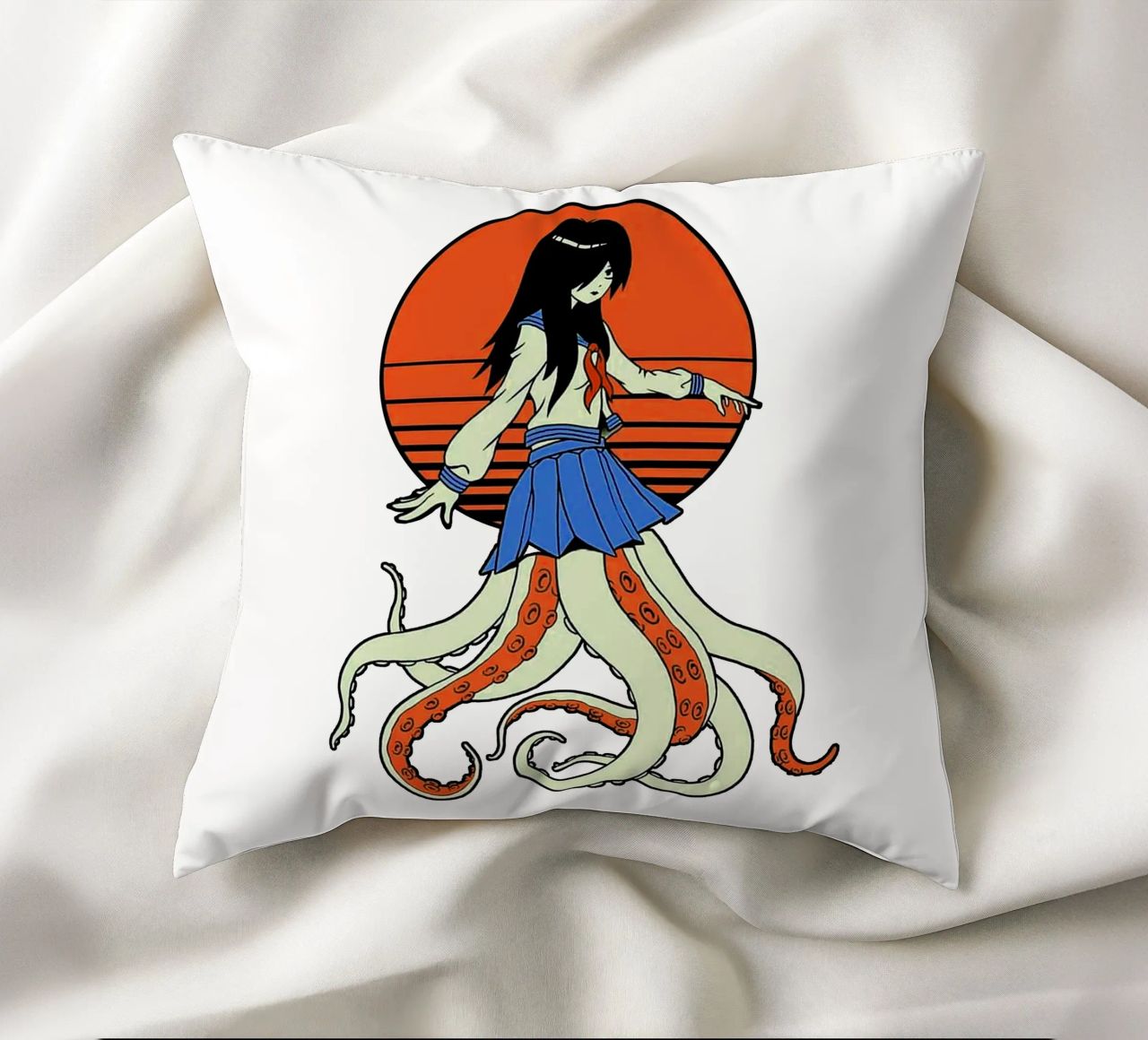 Octopus Yokai School Girl cuscino da Fewasyes