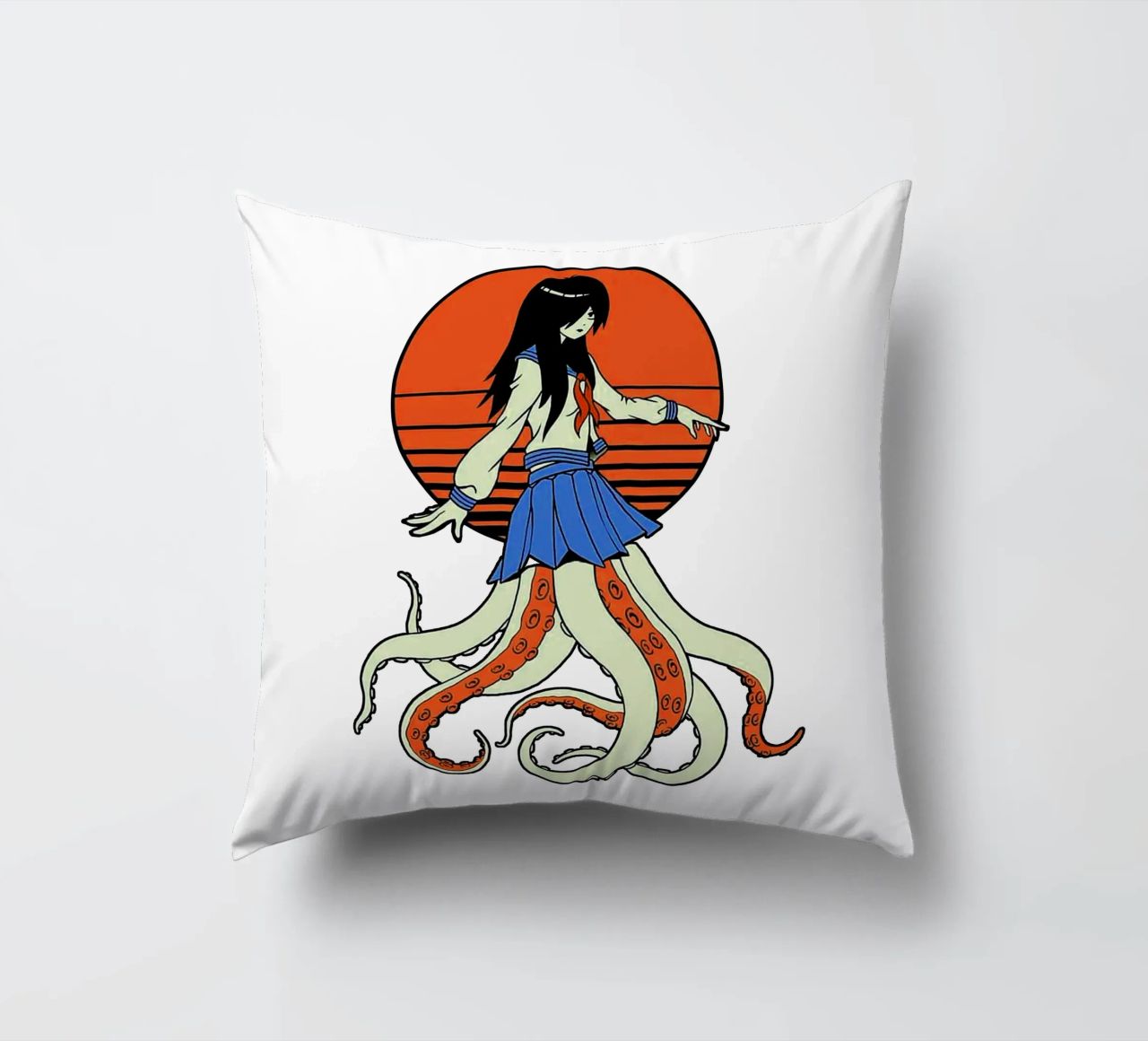 Octopus Yokai School Girl cuscino da Fewasyes