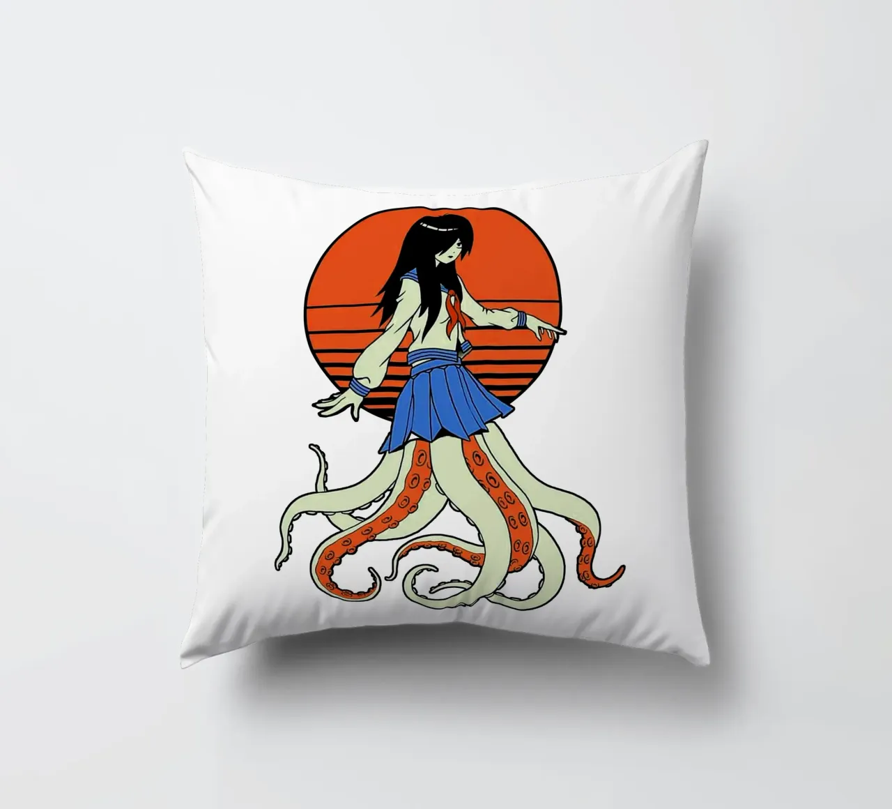 Octopus Yokai School Girl cuscino da Fewasyes