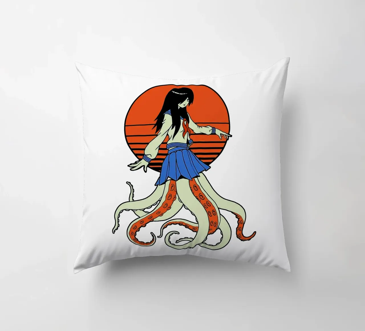 Octopus Yokai School Girl cuscino da Fewasyes