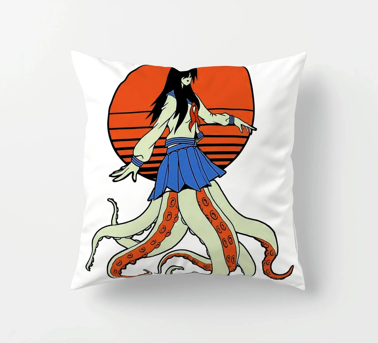 Octopus Yokai School Girl cuscino da Fewasyes