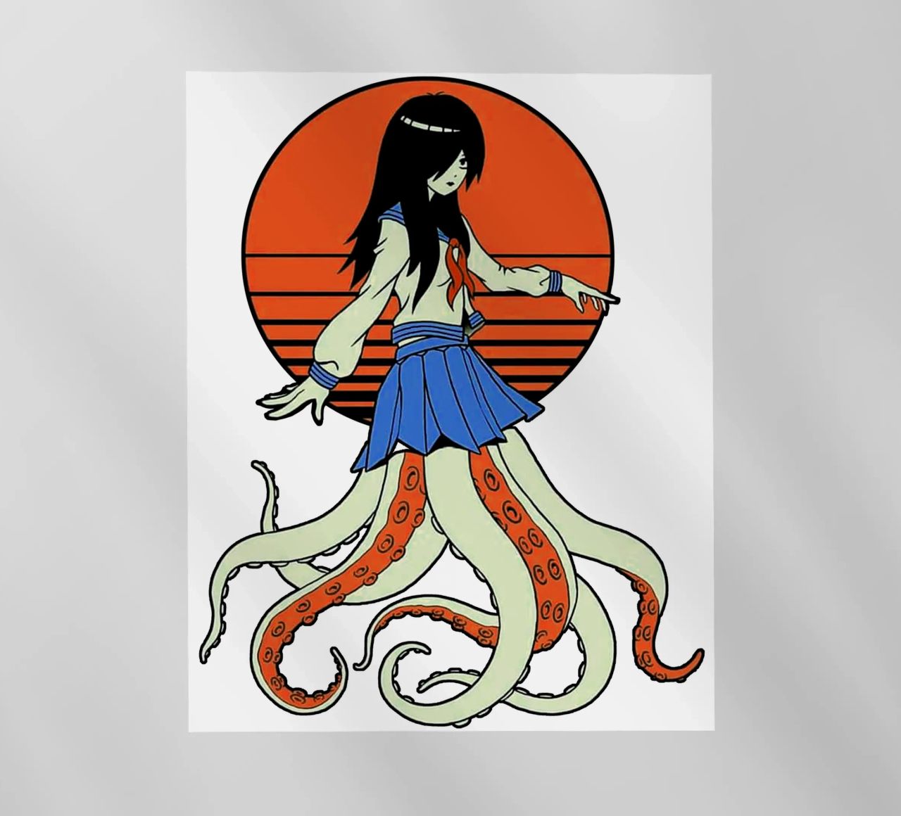 Octopus Yokai School Girl pellicola backlit da Fewasyes