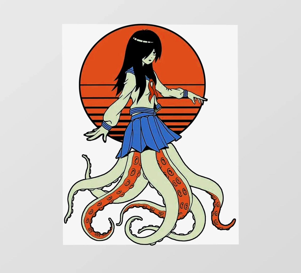 Octopus Yokai School Girl pellicola backlit da Fewasyes
