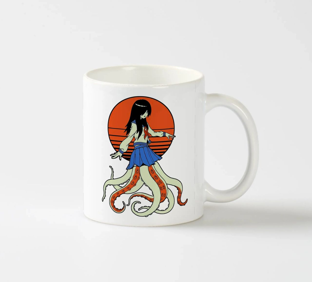 Octopus Yokai School Girl tazza in ceramica da Fewasyes