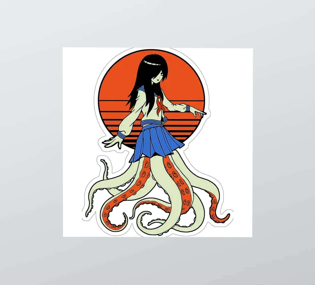 Octopus Yokai School Girl sticker by Fewasyes