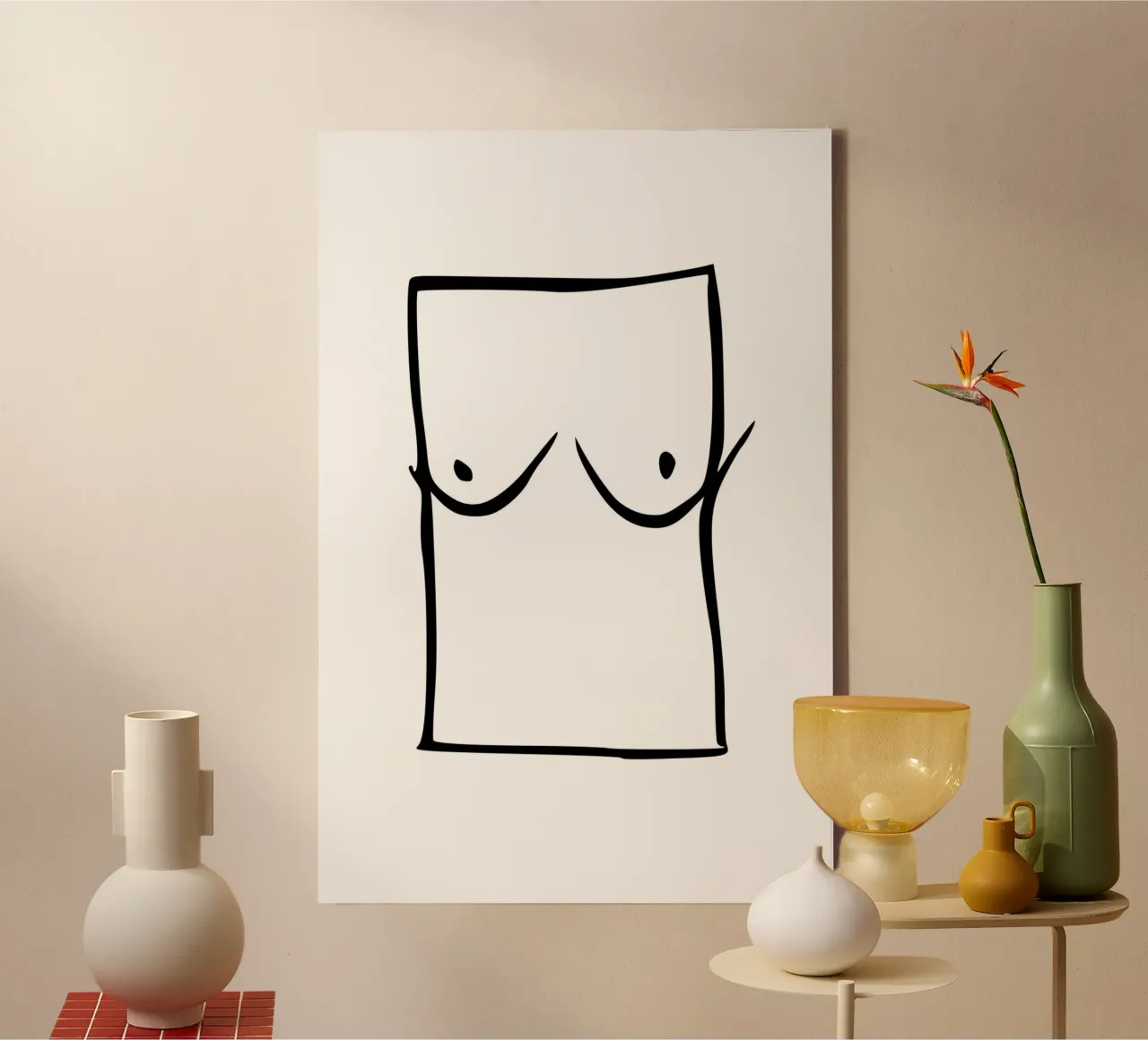 Breasts tela con Cornice a cassetta da typostudio
