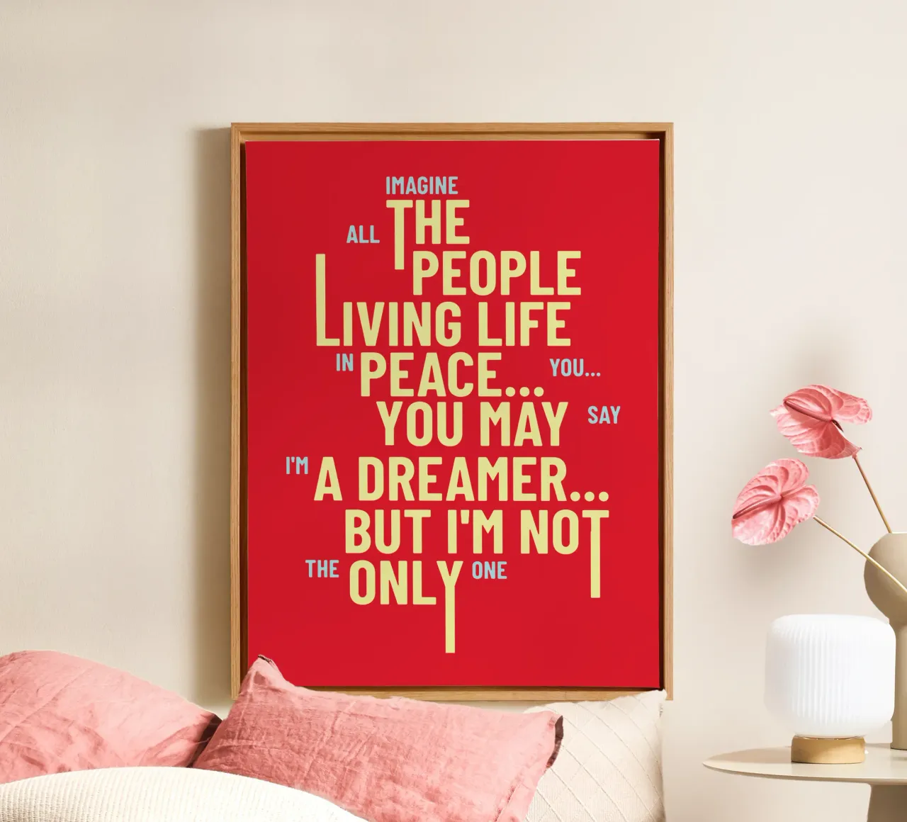 Imagine (Text art) canvas with Floater frame by Gunawan Rb