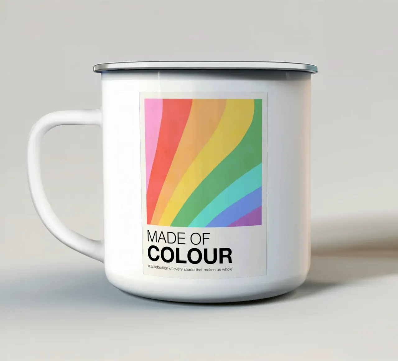 MADE OF COLOUR - Pride Swatch Regenboog Kunstdruk emaille mok van Dominique Vari