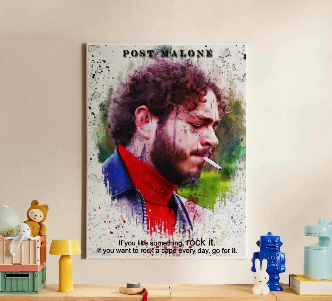 Post Malone Citaten canvas met Baklijst van Gunawan Rb
