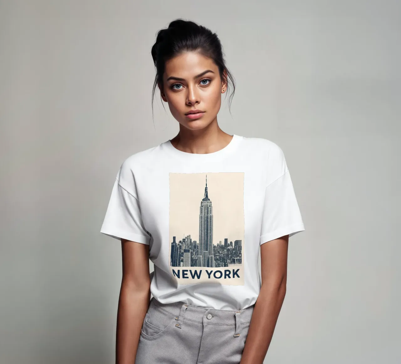 New York – Empire View - Linocut Series t-shirt da Studio Mooodz