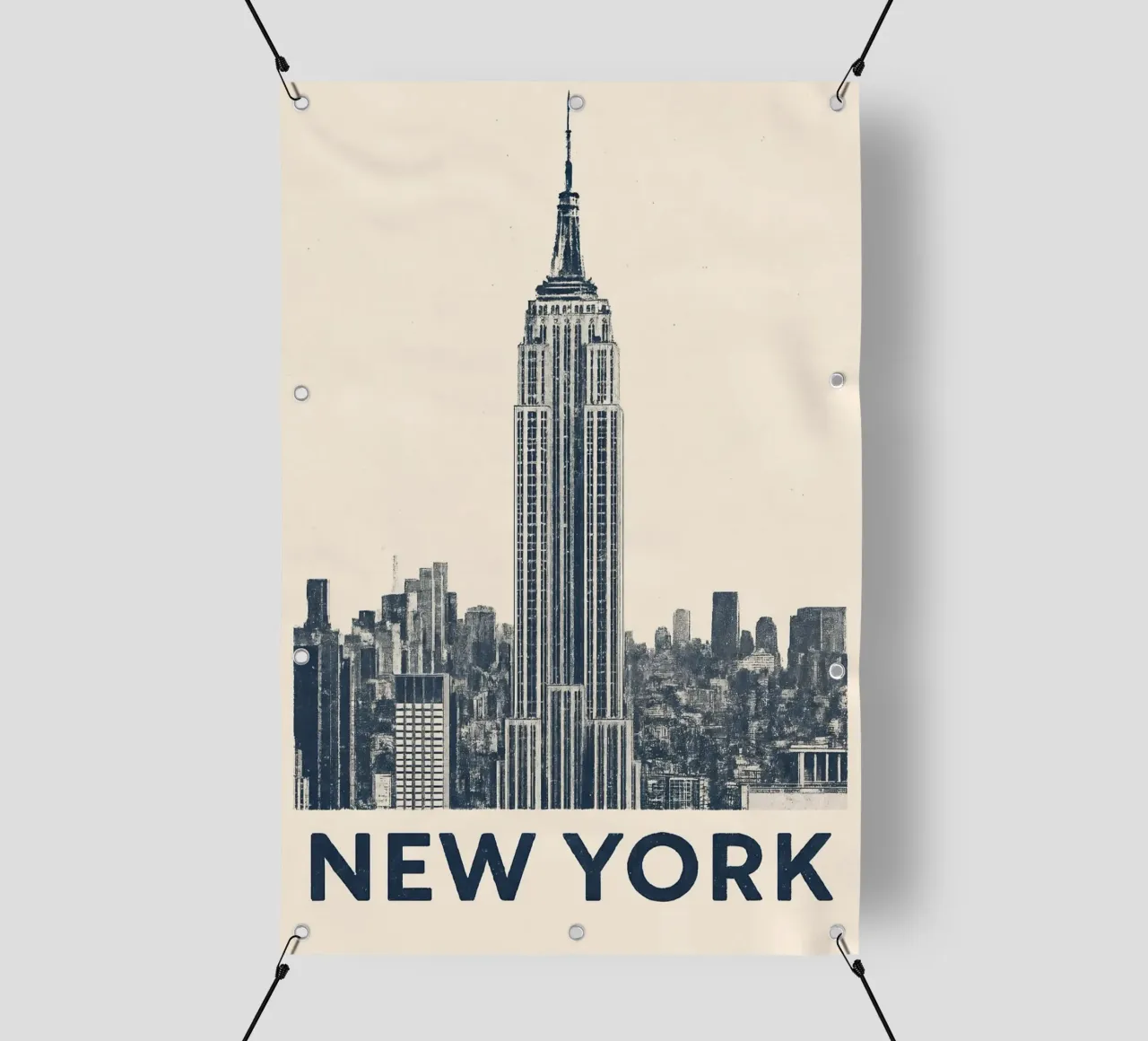 New York – Empire View - Linocut Series telo in pvc da Studio Mooodz