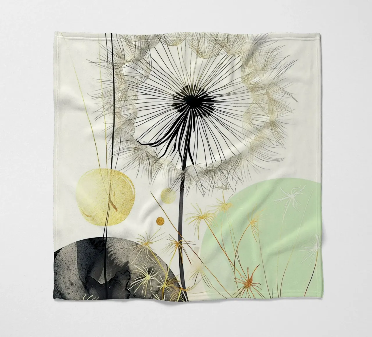 Dandelion seeds fleece blanket by Justyna Jaszke JBJart