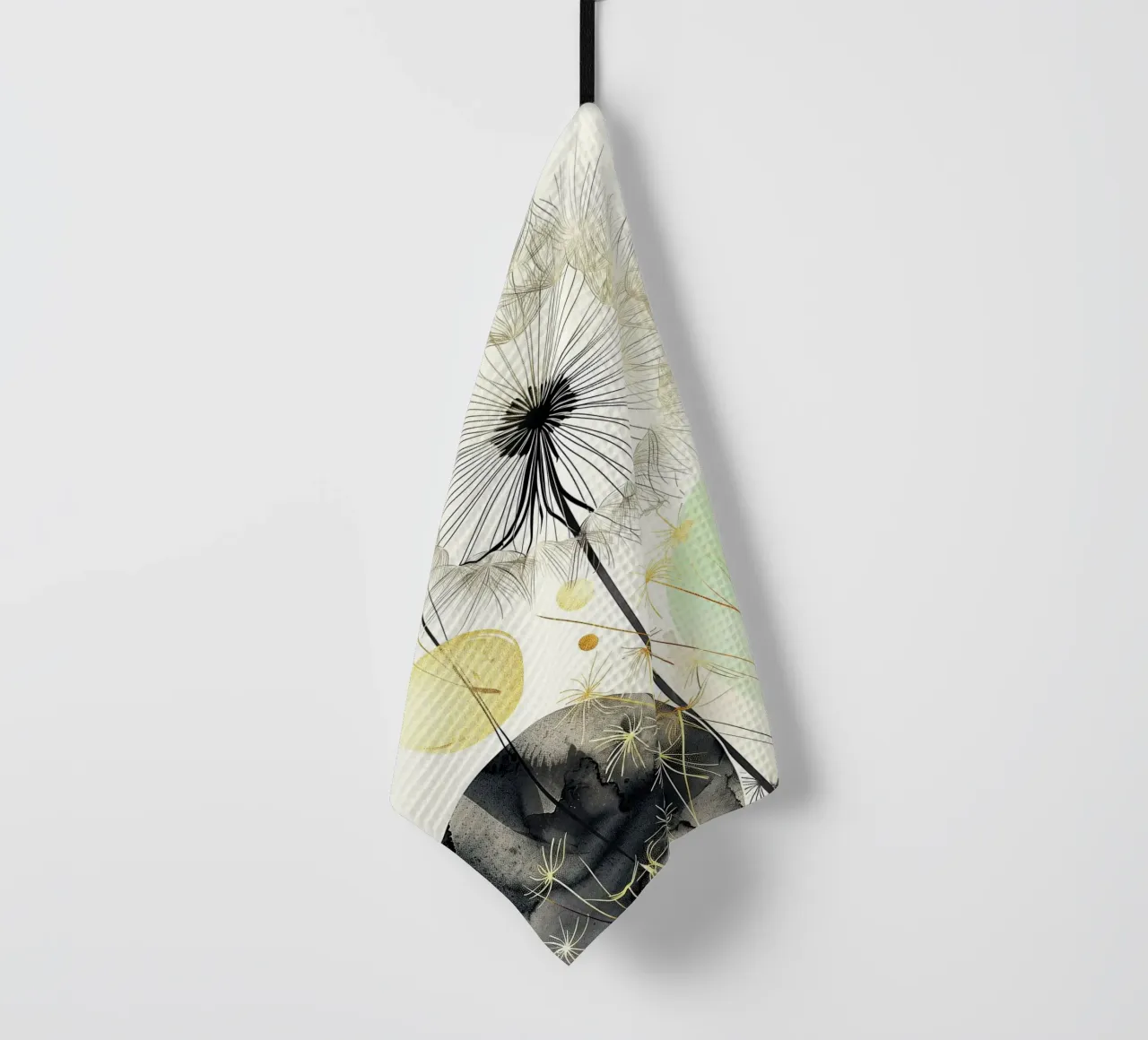 Dandelion seeds tea towel by Justyna Jaszke JBJart