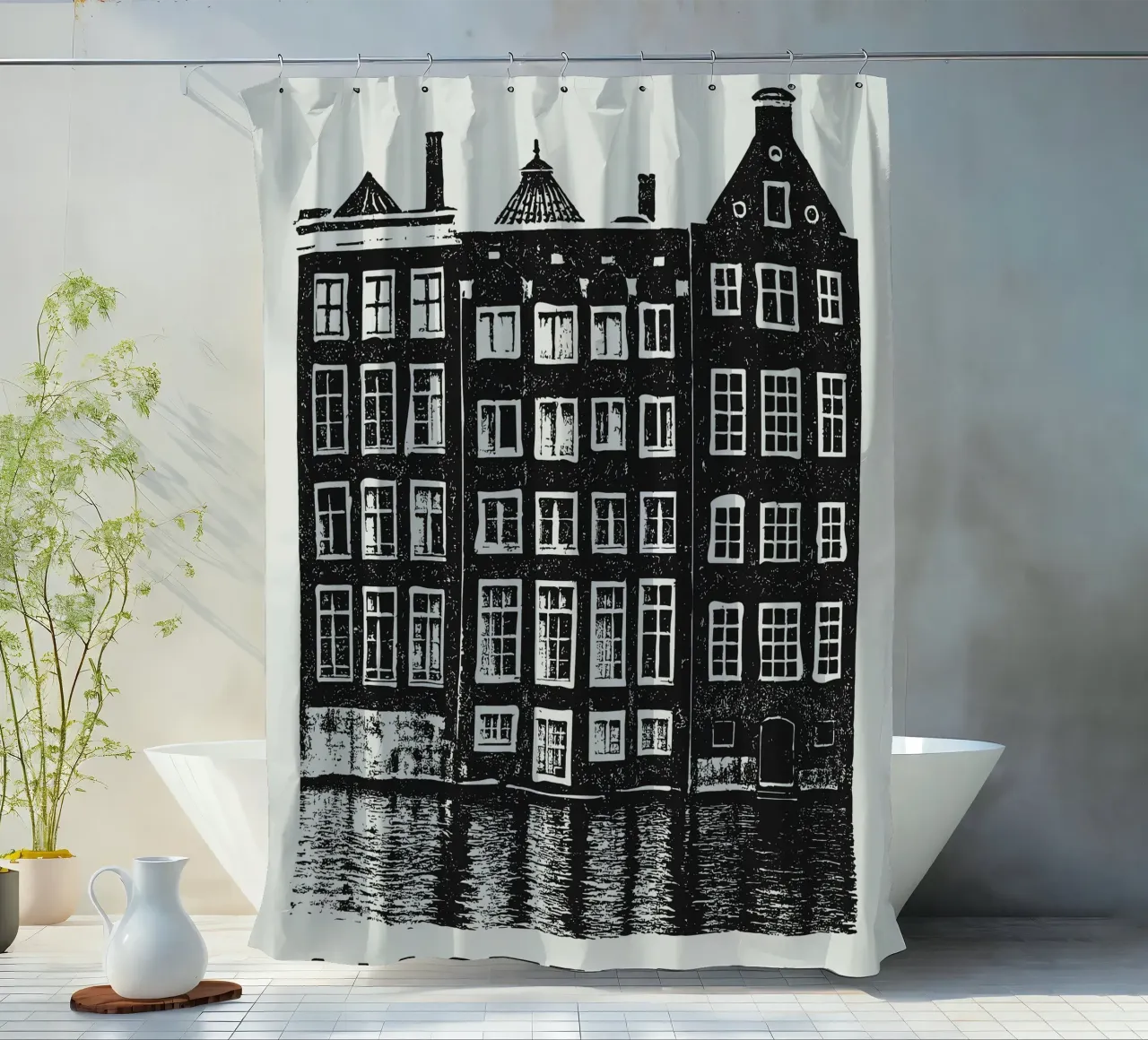 Amsterdam - Dutch Blockprint tenda da doccia da Studio Mooodz