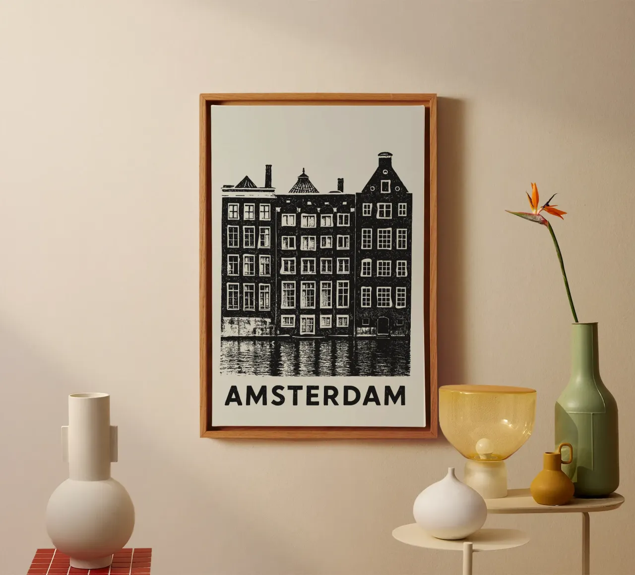 Amsterdam - Dutch Blockprint tela con Cornice a cassetta da Studio Mooodz