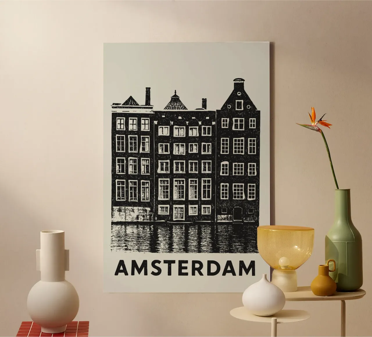 Amsterdam - Dutch Blockprint tela con Cornice a cassetta da Studio Mooodz