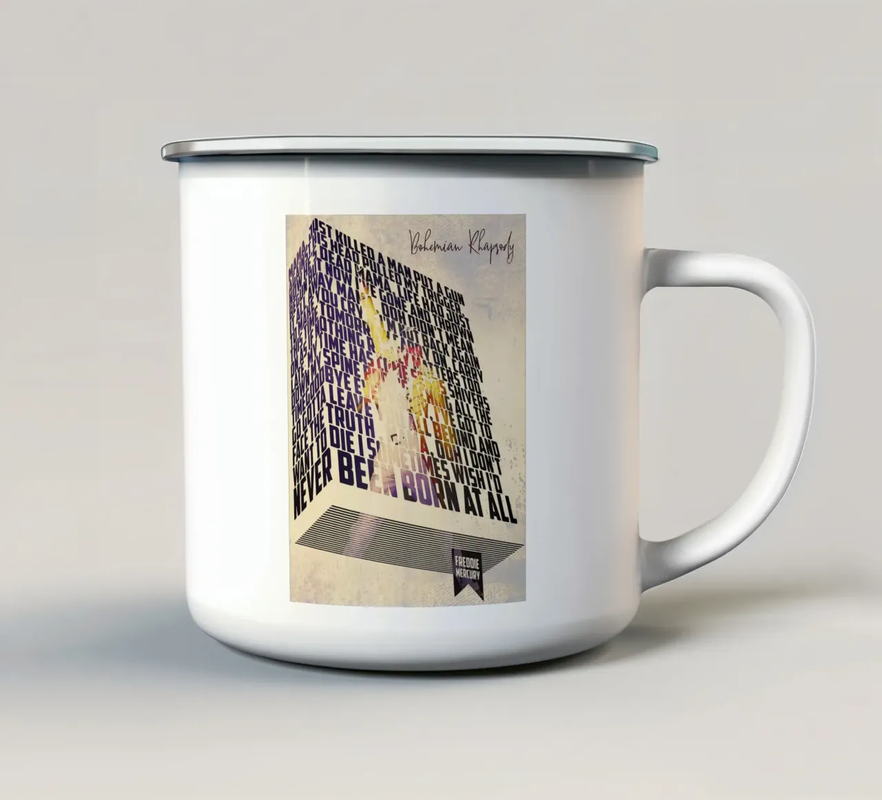 Bohemian Rhapsody (Libro dei testi) tazza in smalto da Gunawan Rb