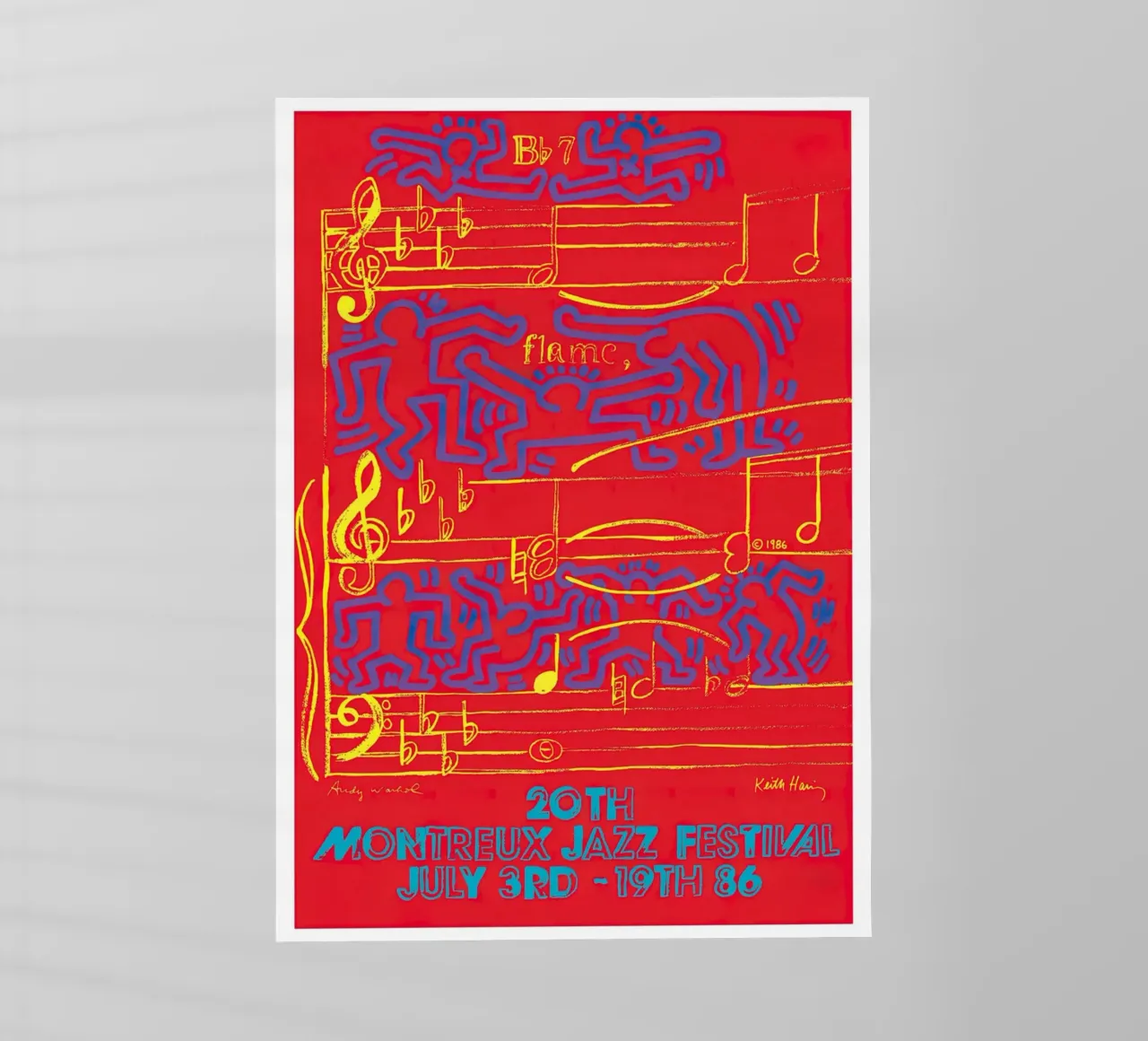 Haring Warhol Montreux Jazz 1986 Pop Art Fusion Poster pellicola backlit da NorwesClub