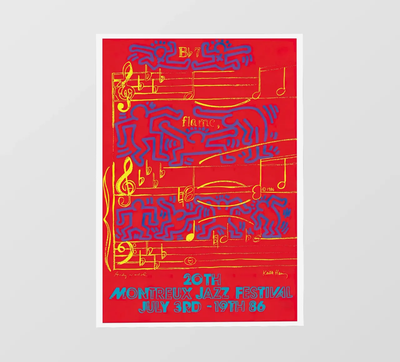 Haring Warhol Montreux Jazz 1986 Pop Art Fusion Poster telo in pvc da NorwesClub