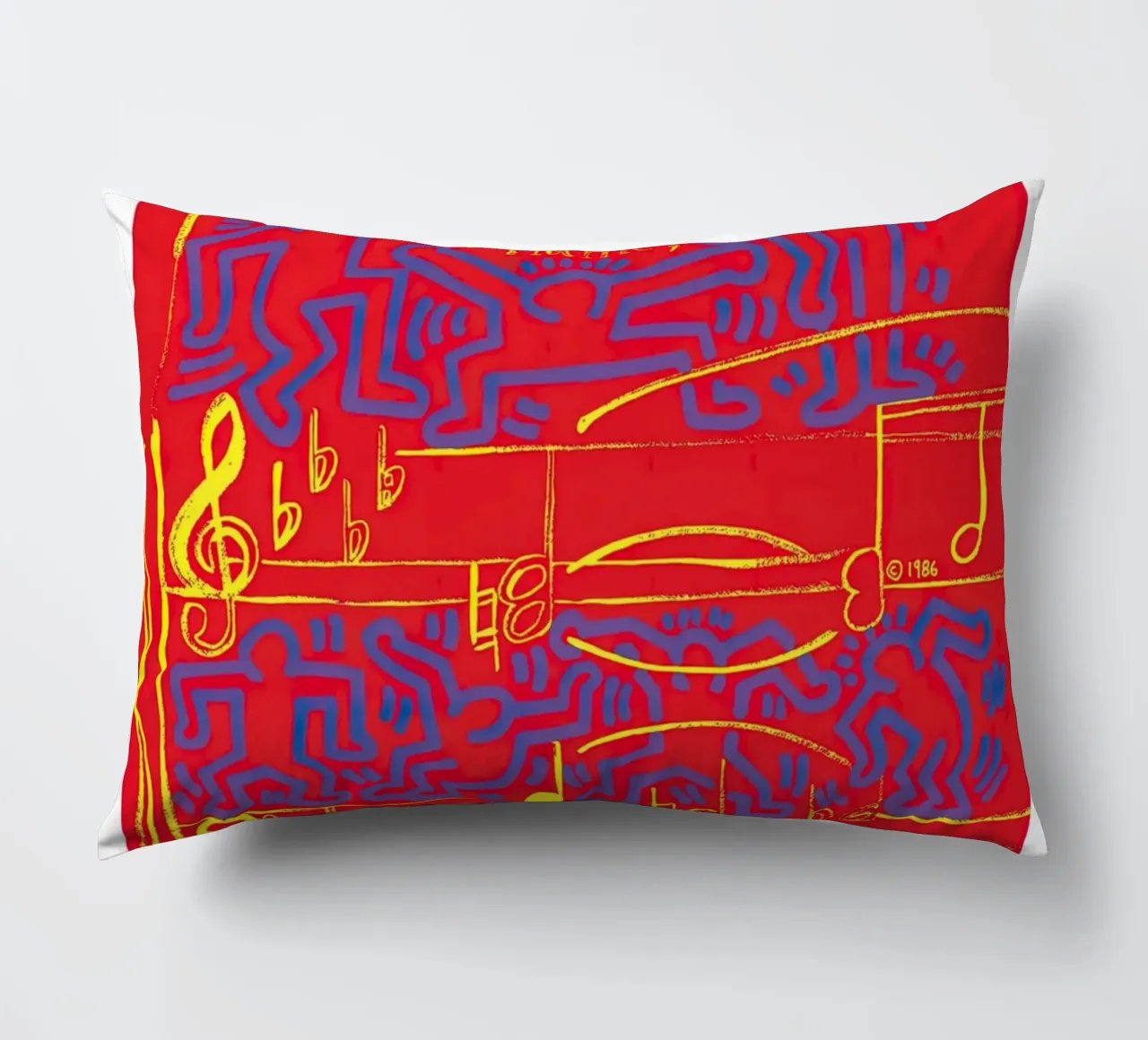 Haring Warhol Montreux Jazz 1986 Pop Art Fusion Poster cuscino da NorwesClub