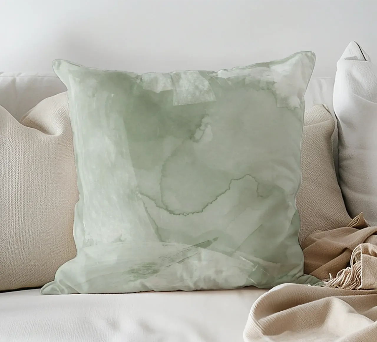 Pennellate di verde 4 cuscino da NouveauPrints