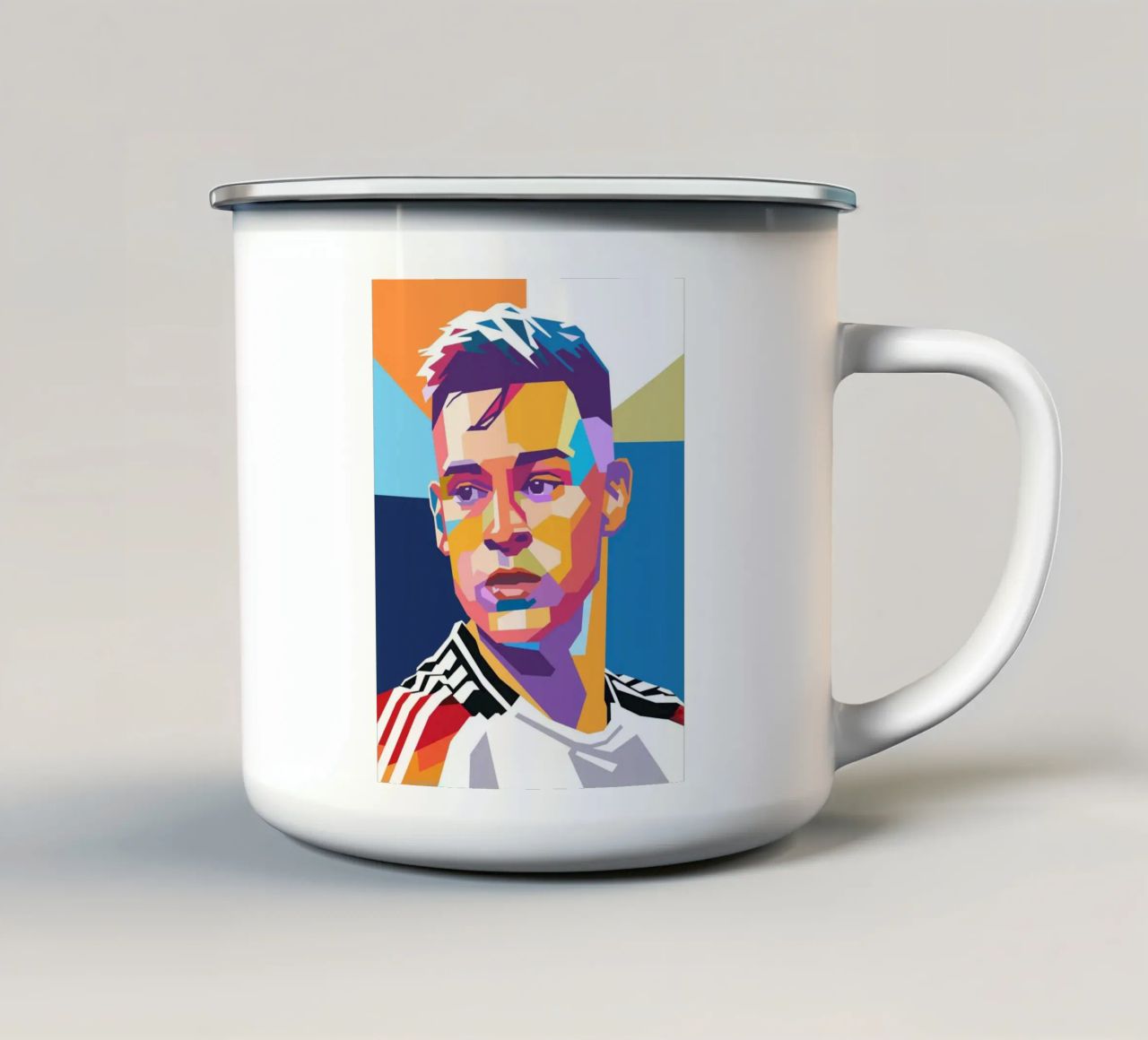 Ritratto pop art di Joshua Kimmich tazza in smalto da Hantamrata