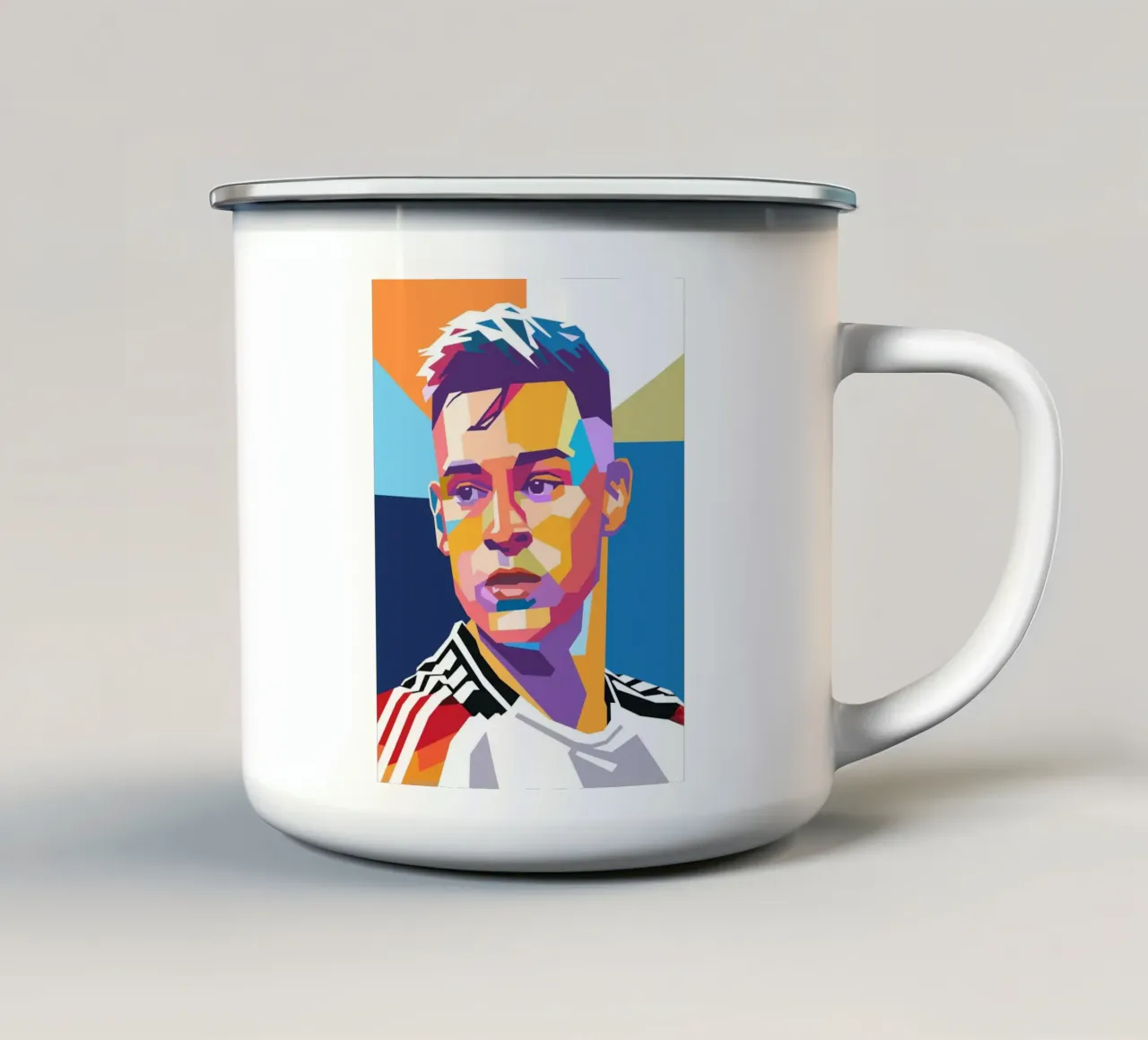 Joshua Kimmich pop-art portret emaille mok van Hantamrata